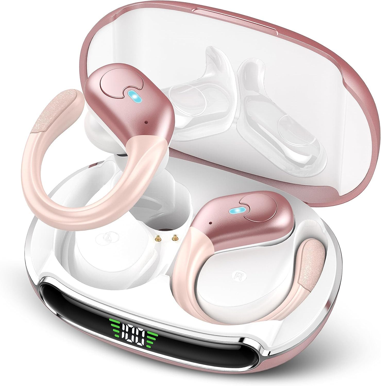 IKT BX30 Bluetooth-Kopfhörer (Unterstützt via Sprachassistenten wie Siri und Google Assistant – komfortable, freihändige Bedienung für Anrufe, Musik und Navigation, Bluetooth 5.3, ENC Geräuschunterdrückung, 60 Std. Akku, IPX7 wasserdicht, Ohrhaken)