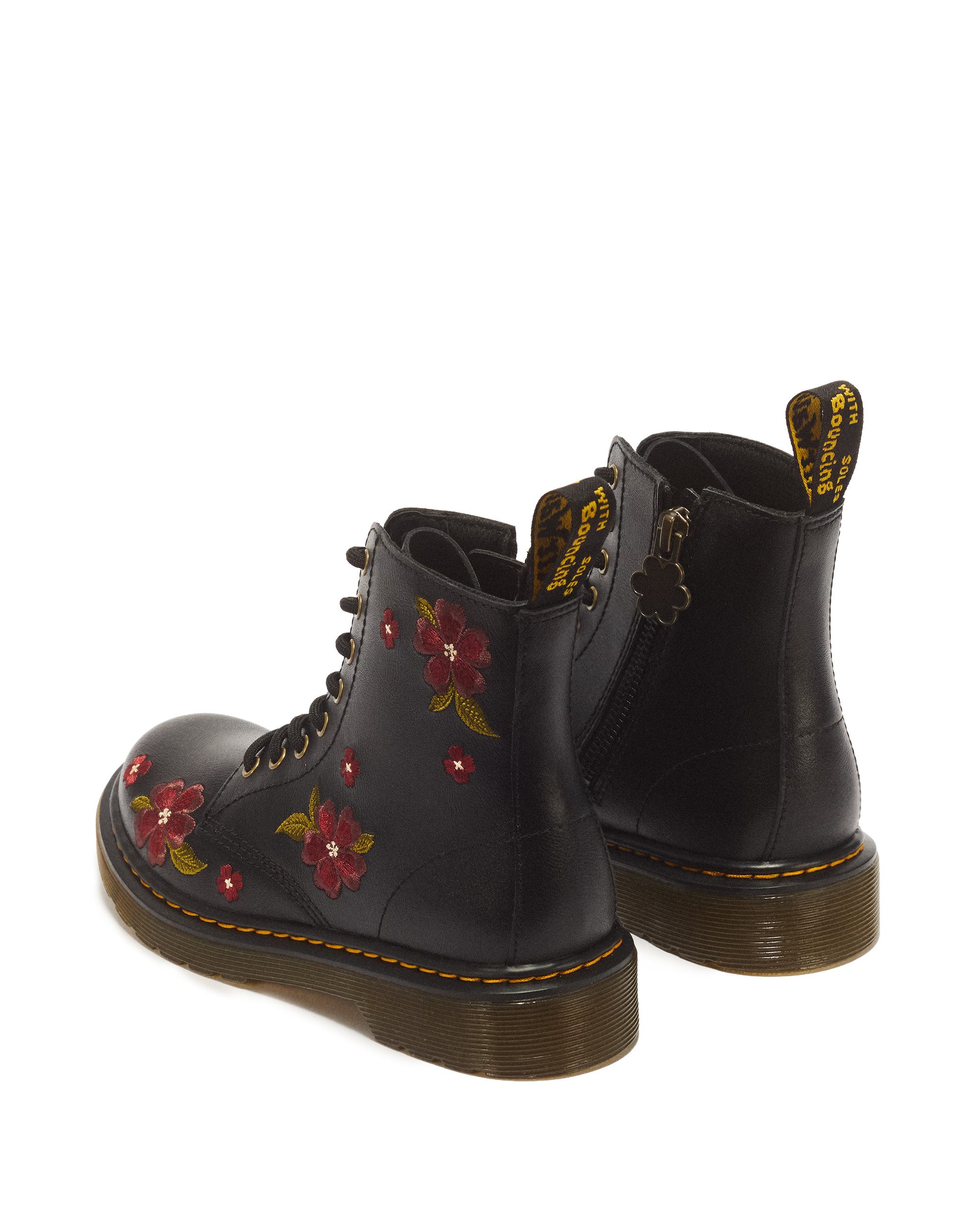 DR. MARTENS 1460 J black T Lamper Schnürboots Herbstboots, Mini&Me mit farbiger Blumenstickerei – Bild 4 von 5
