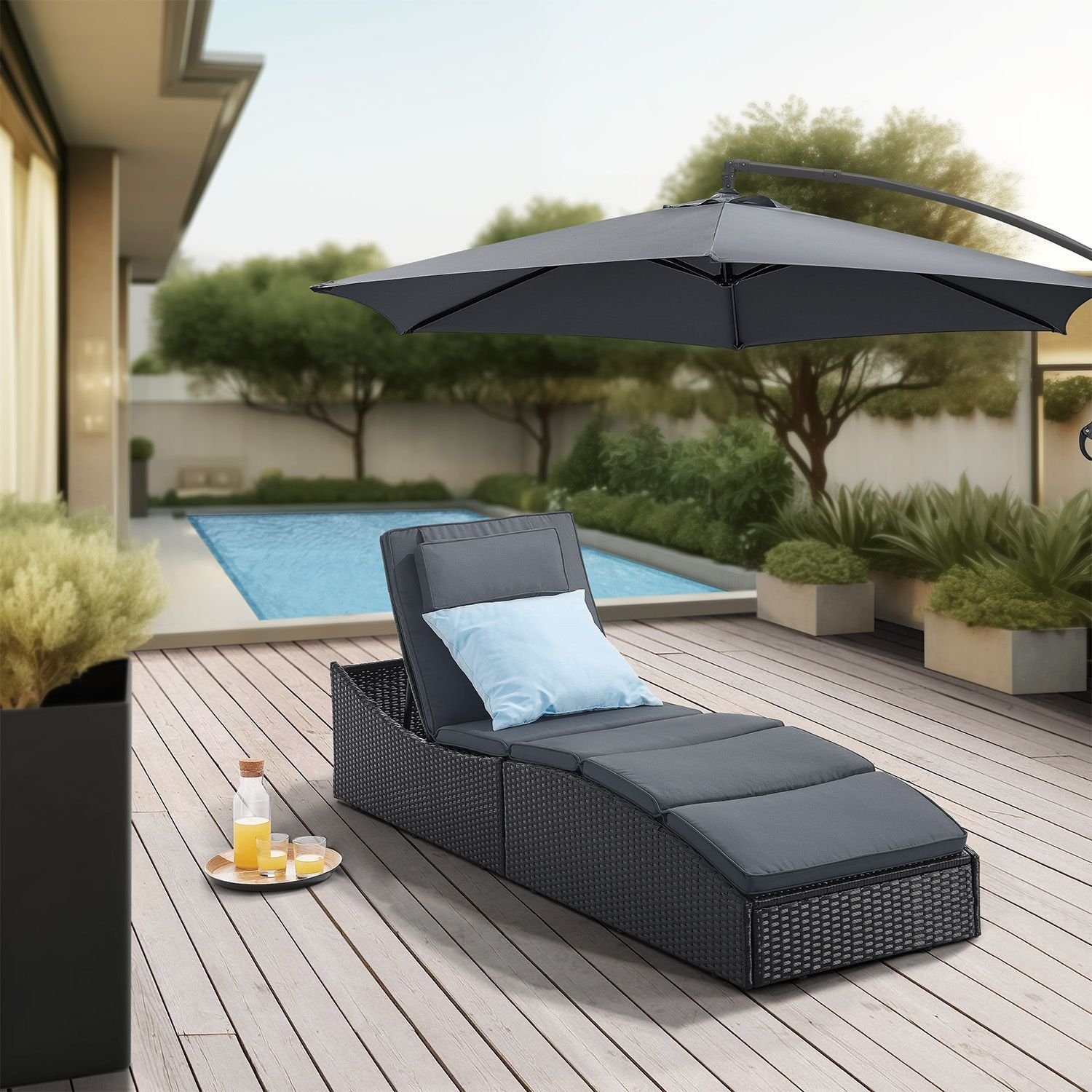 Juskys Wellnessliege Lamia, Polyrattan Liege, klappbar, günstig online kaufen