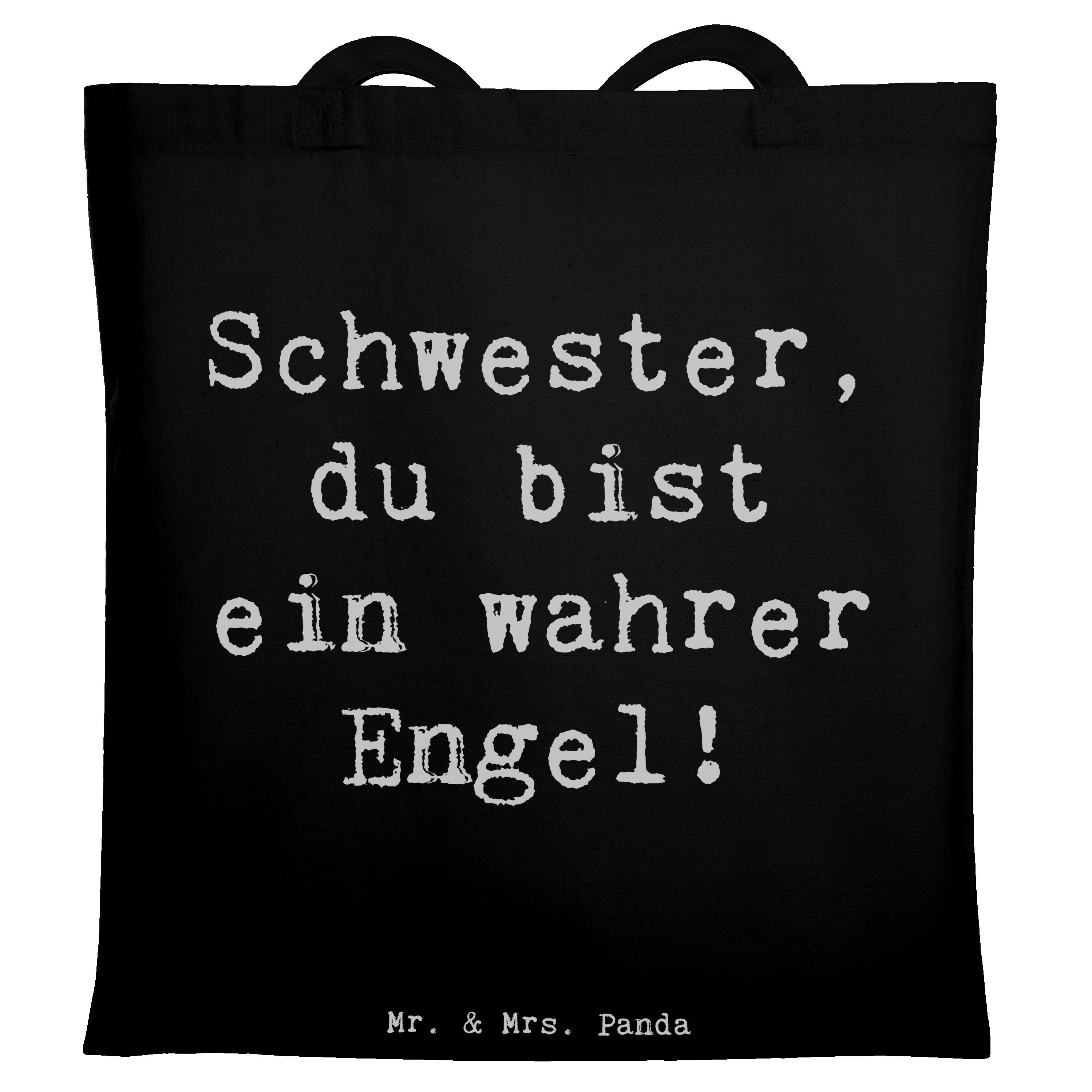 Tragetasche Spruch Schwester Engel, Shopping Tasche, Schwarz, Aufmerksamkeit, Lie