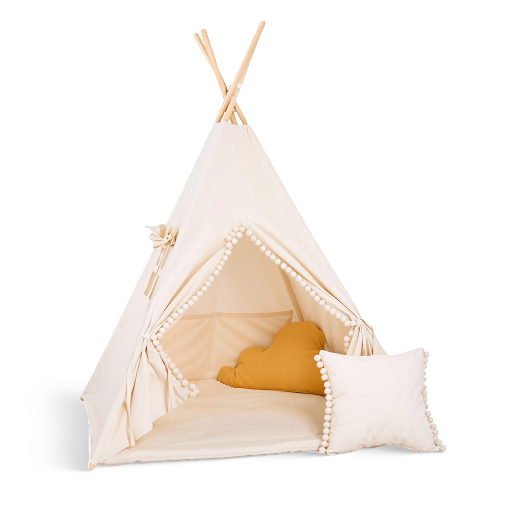 Rainbow Kids Spielzelt Beiger Wolf (mit kleinem Zubehör, 4-tlg., mit 2 Kissen und Matte) Einzigartig nur bei Rainbow Kdis