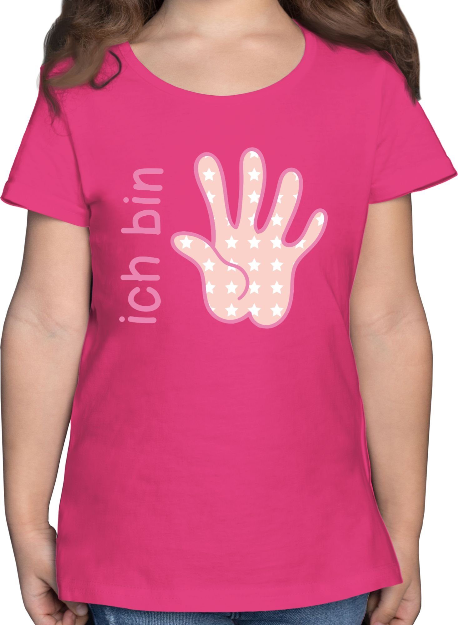 Shirtracer T-Shirt Ich bin fünf Zeichensprache rosa 5. Geburtstag 1 Fuchsia