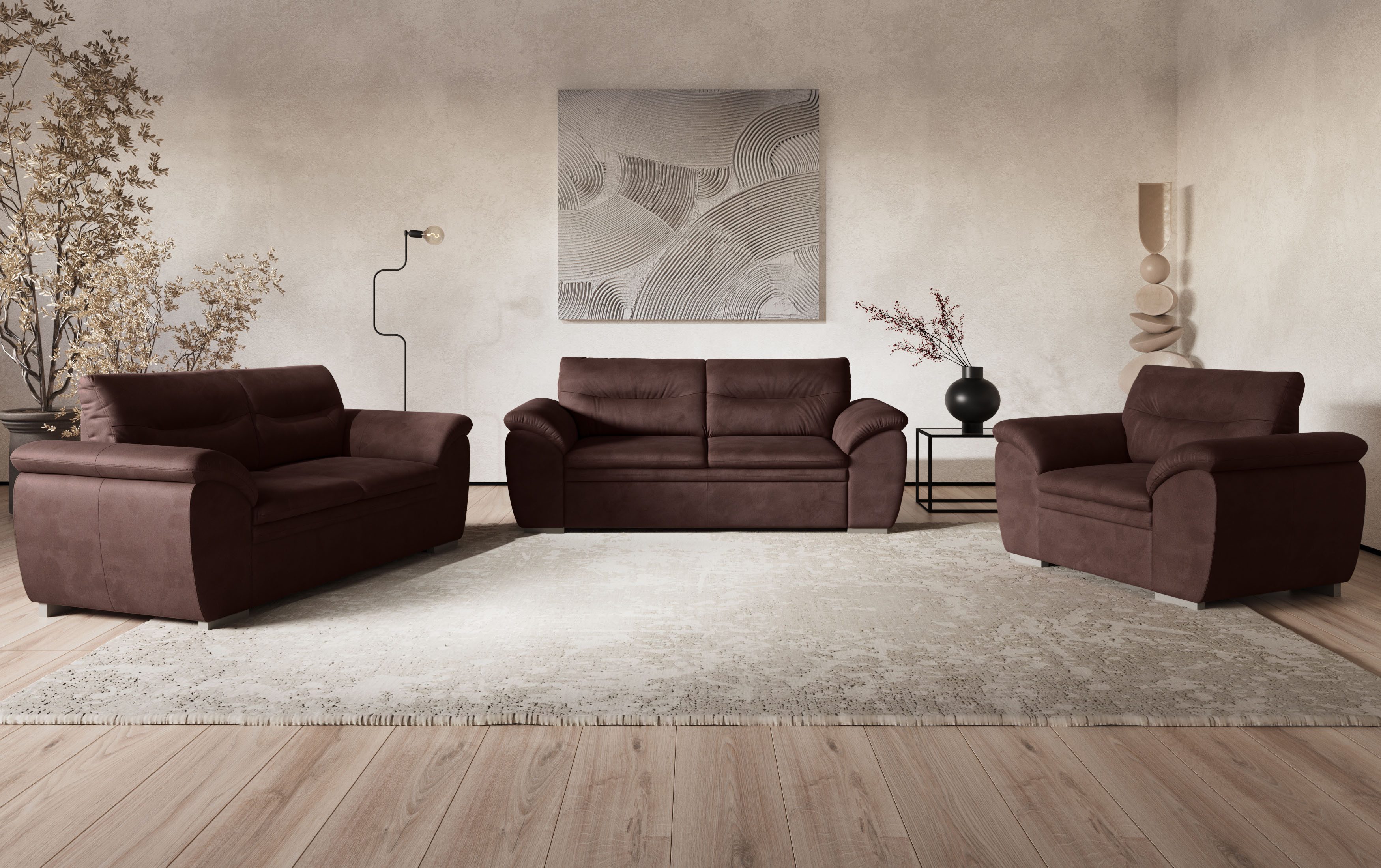 COTTA Polstergarnitur Leandra, Set bestehend aus: 2-Sitzer & 2,5-Sitzer
