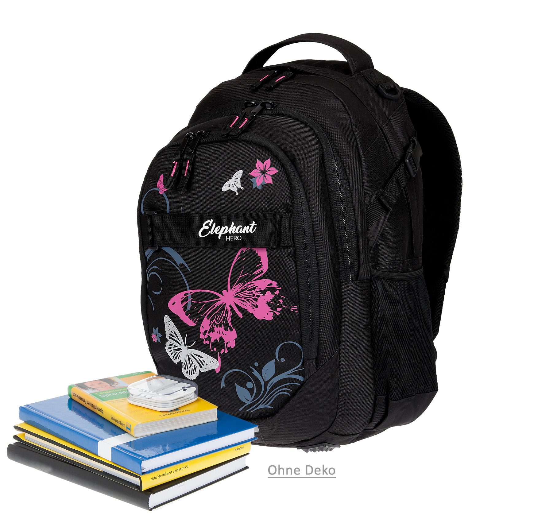 ELEPHANT Schulrucksack Hero Signature Schultasche Digital Ready Set (4 Teile Schulrucksackset, 4-tlg., inkl. Mäppchen Box + Laptop Hülle Sleeve + 31 Teile Stifte), Rucksack Schulmappe Jungen Mädchen +rmlv