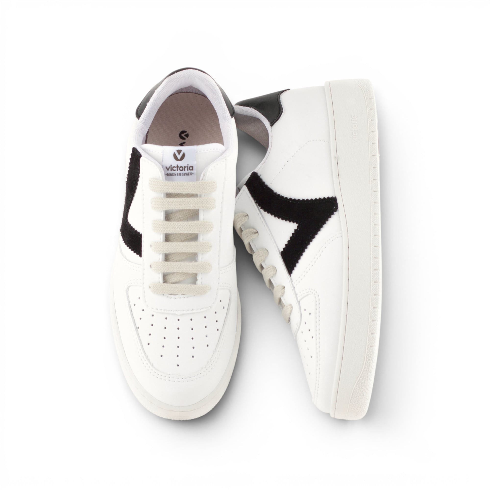 Victoria Madrid (Lederoptik/Farbe) - weiss/schwarz Sneaker