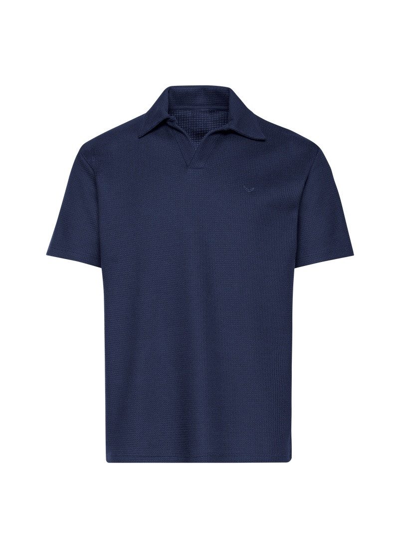 Trigema Poloshirt TRIGEMA Oversized Poloshirt ohne Knopfleiste in Waffeloptik (1-tlg)