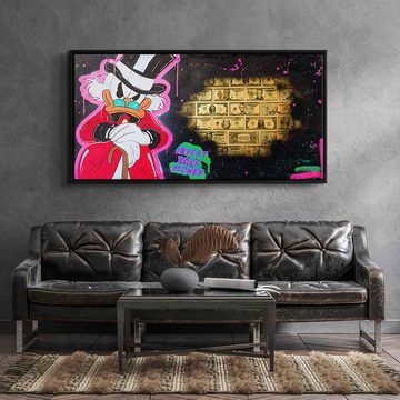 DOTCOMCANVAS® Leinwandbild Invest your money, Leinwandbild Invest your money Dagobert Duck Hustle Geld Comic Pop Art