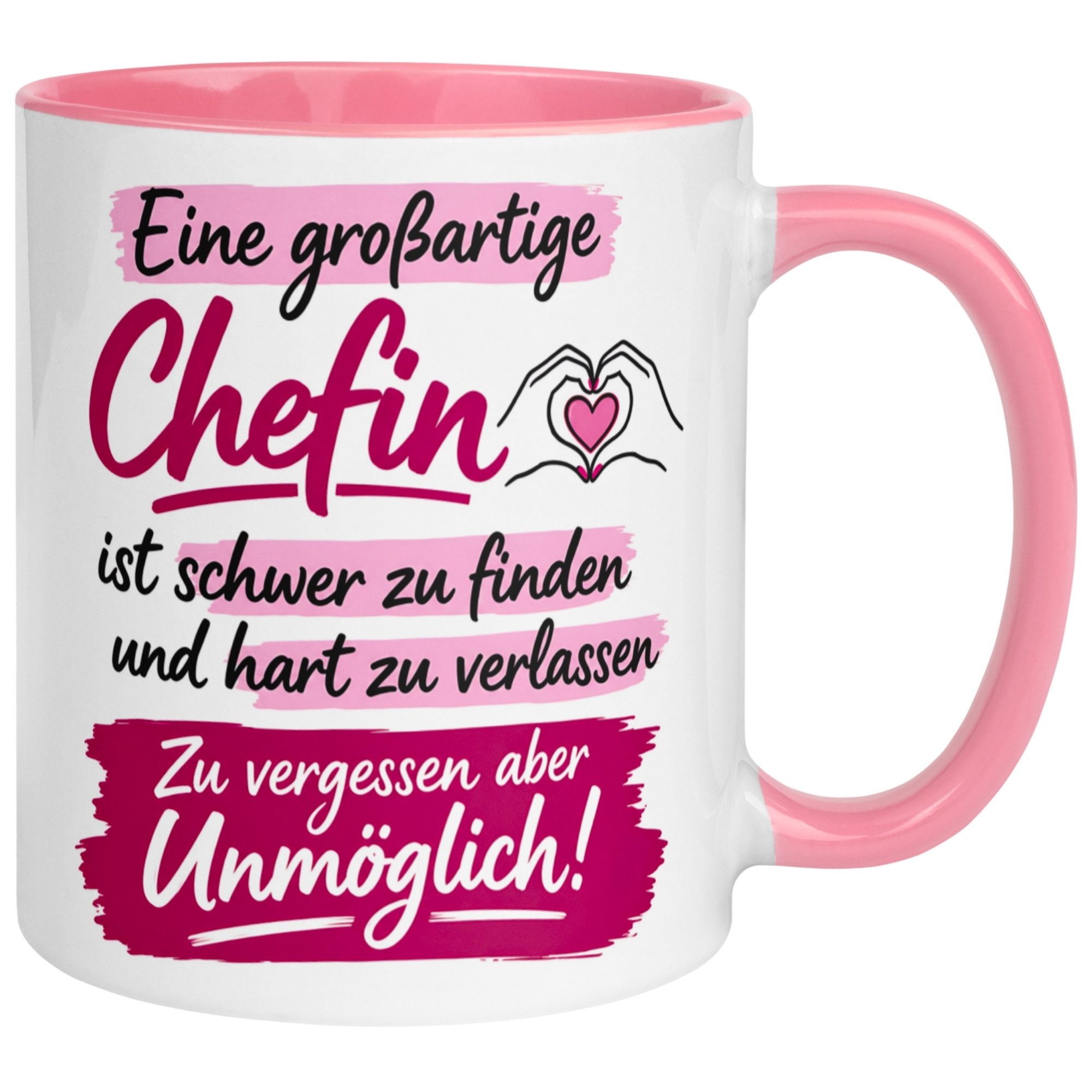 Momentals Tasse Chefin – „Schwer zu finden unmöglich zu vergessen“ – Abschiedsgeschenk, Gratis Versand · Links-&Rechtshänder · Spülmaschinenfest