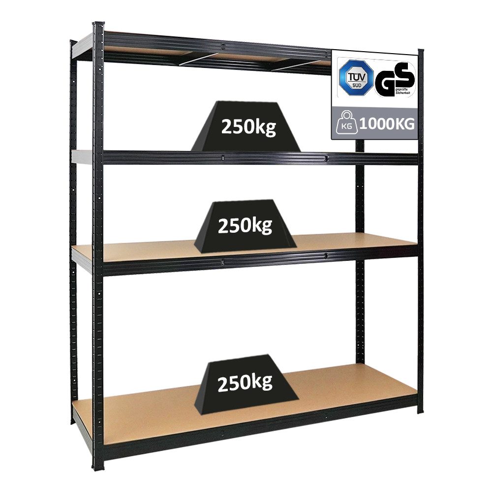 PROREGAL® Schwerlastregal Garagenregal Kellerregal Werkstattregal Lagerregal Steckregal TAURUS, Stabiles Lastenregal mit TÜV/GS Zertifizierung für vielseitige Nutzung