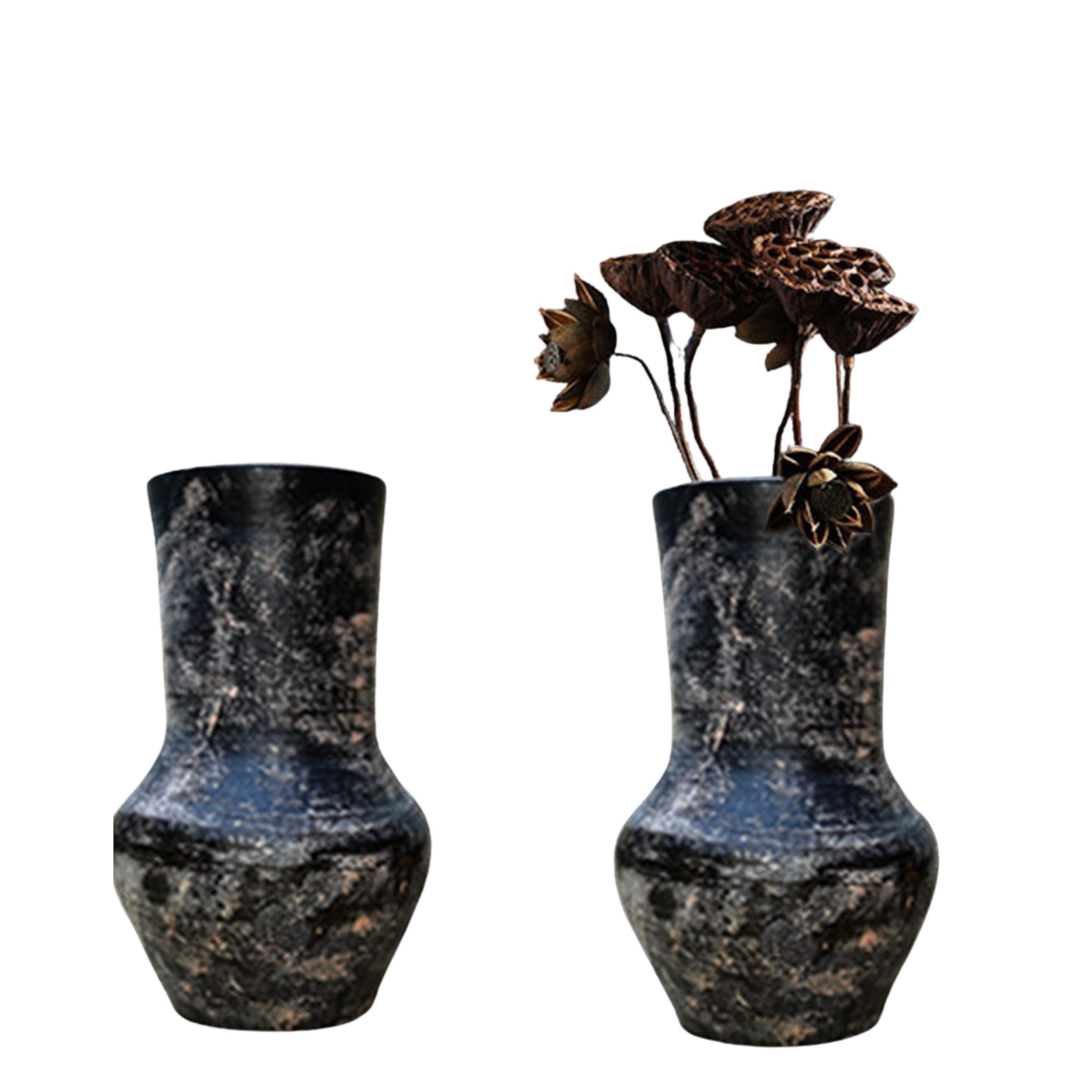 M-Diamant Dekovase Vase Steinzeug Vintage-Stil Terrakotta-Optik Handgefertigt Dekoration (set, 2 St., 2 Zwige), Vintage-Stil, Terrakotta-Optik, Glänzendes Finish, Handarbeit