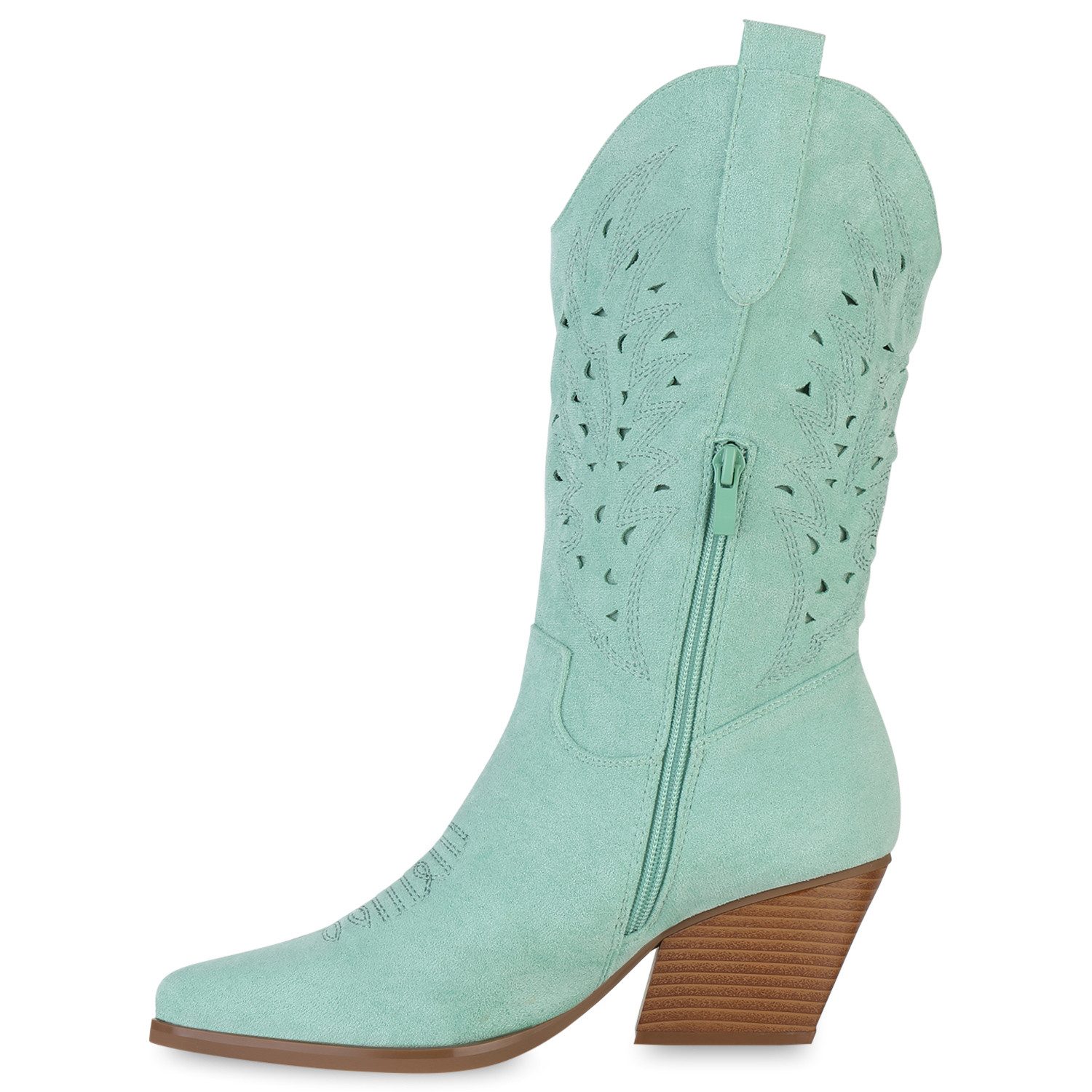 VAN HILL 840054 Cowboystiefel Damen Cowboystiefel Stiefel Stickereien Holzo günstig online kaufen