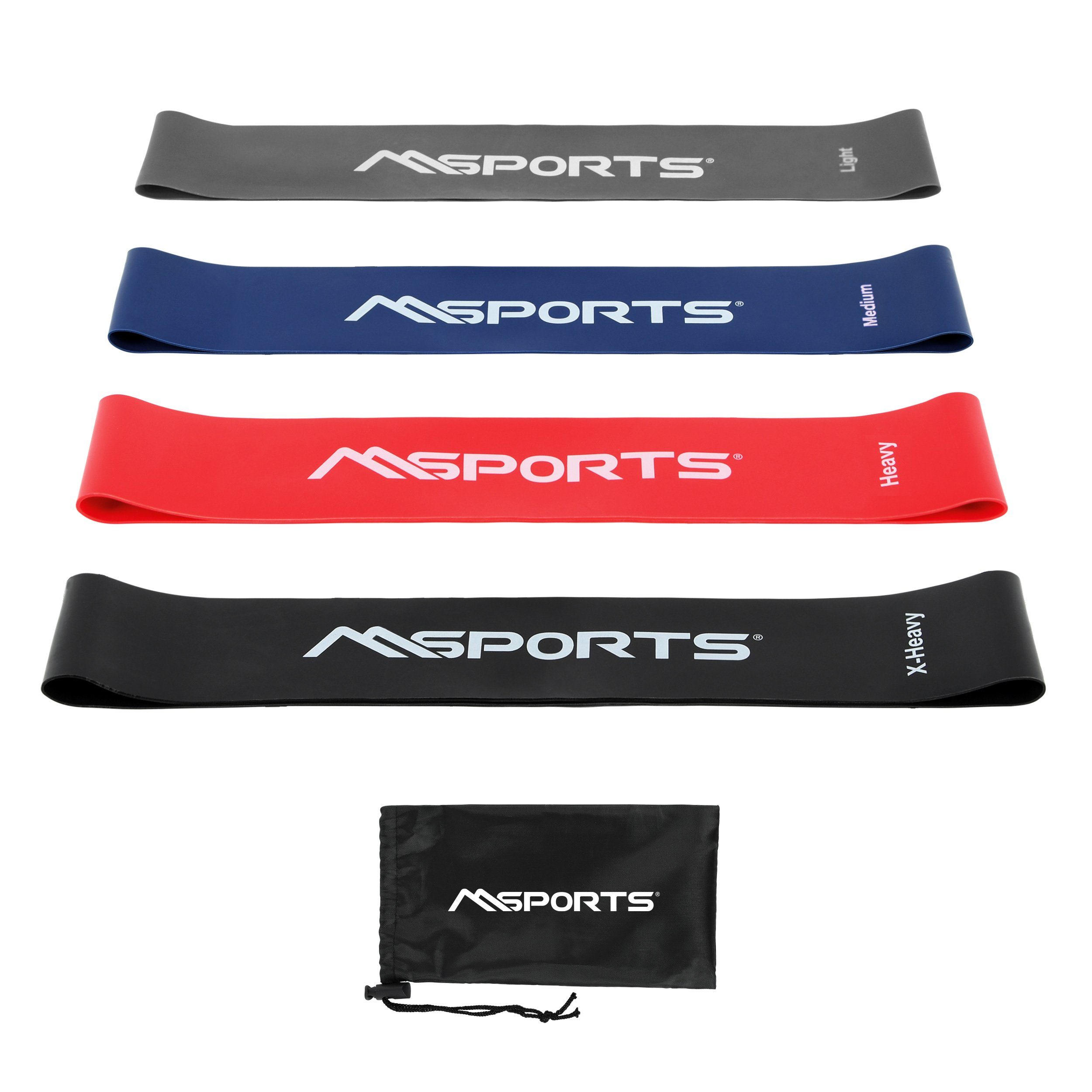 MSports® Trainingsband Fitnessband 4er Set in verschiedenen Stärken - Trainingsband