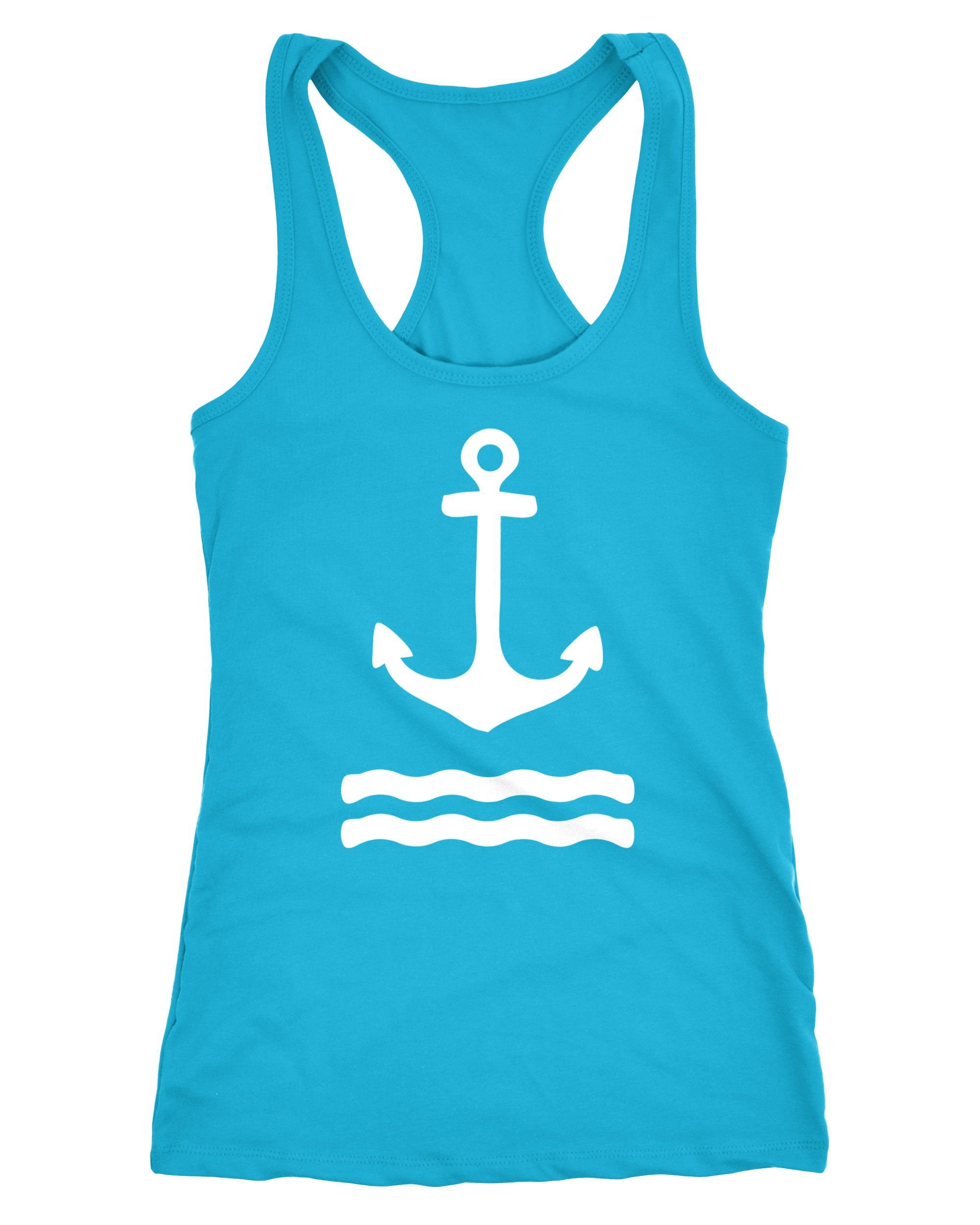 Tanktop Damen Tank-Top Shirt Anker Wasserwelle Racerback