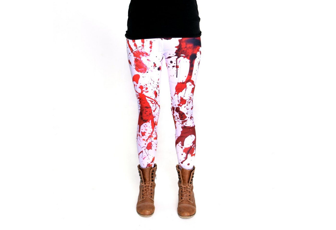 cosey Leggings Halloween-Line Damen Leggings XS-S M-L Stretch Halloween Kostüm (atmungsaktiv • schnelltrocknend • blickdicht • figurbetonte Passform, Blutflecke) XS-S