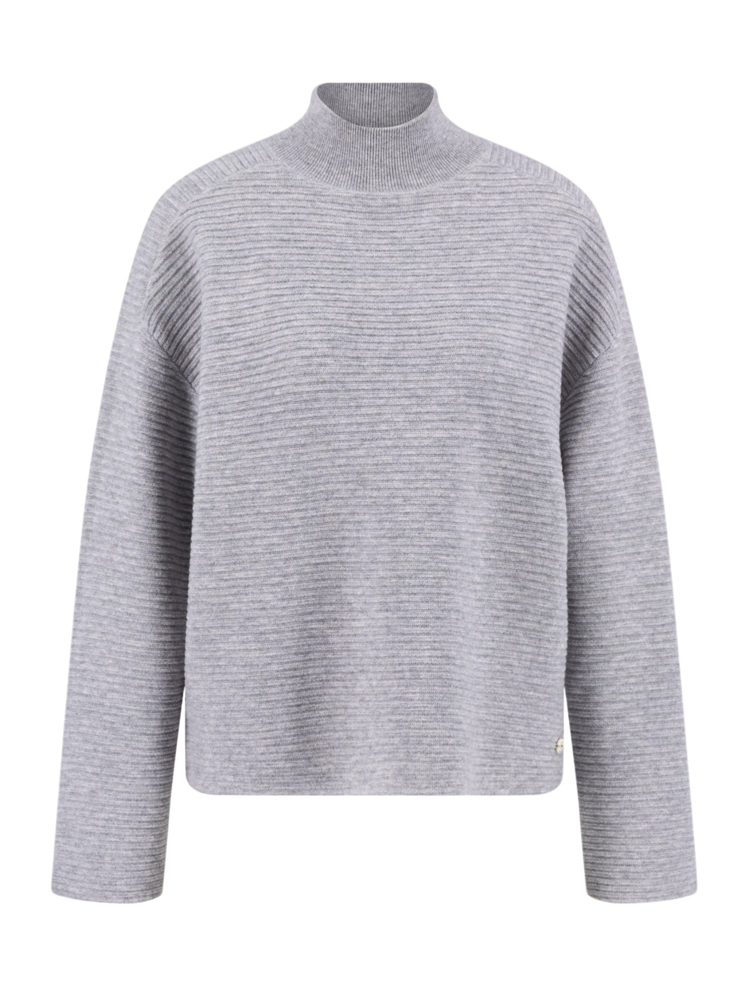 FYNCH-HATTON Strickpullover grau,Casual,Wolle,Strukturiert,Stehkragen,Lang,Casual Fit