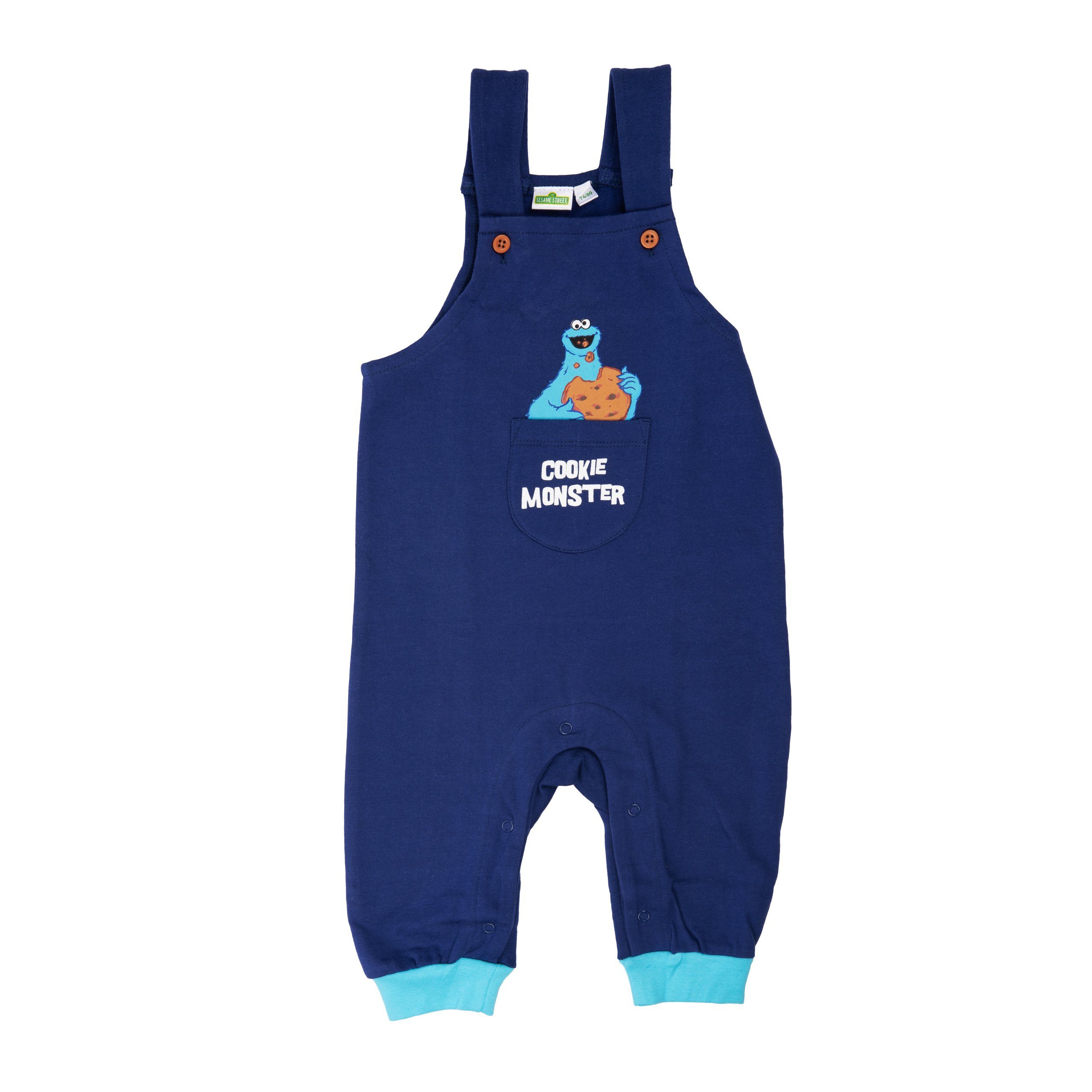 United Labels® Latzhose Sesamstraße Latzhose für Jungen - Krümelmonster  Hose mit Hosenträger Overall Cookie Monster Blau