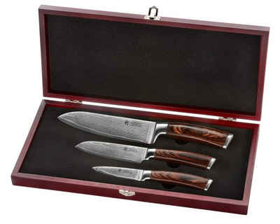 Wakoli Messer-Set Wakoli EDIB 3er Damastmesser-Set mit Griffen aus Pakkaholz und Holzbox