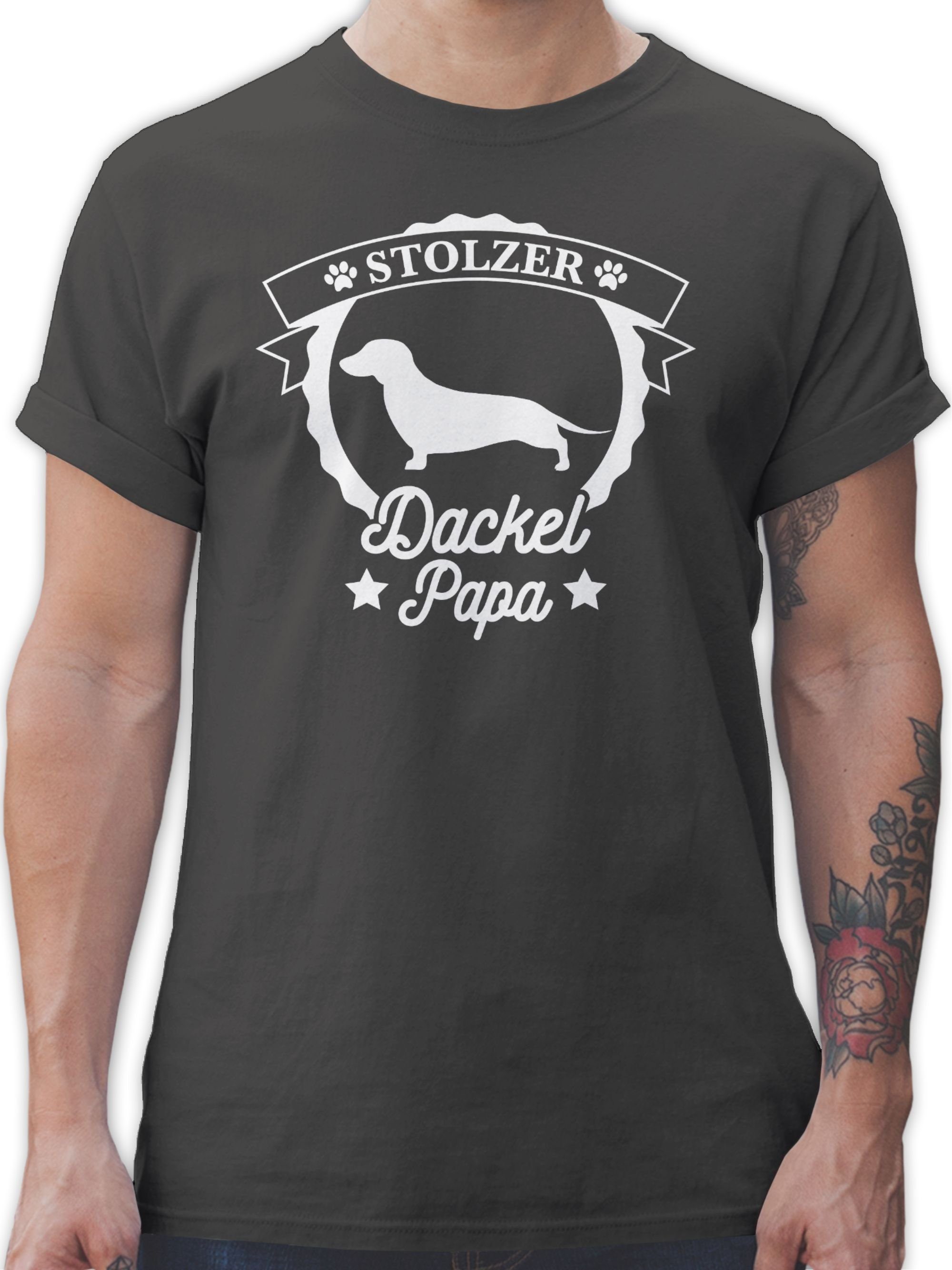 Shirtracer T-Shirt Stolzer Dackel Papa Geschenk für Hundebesitzer 2 Dunkelgrau