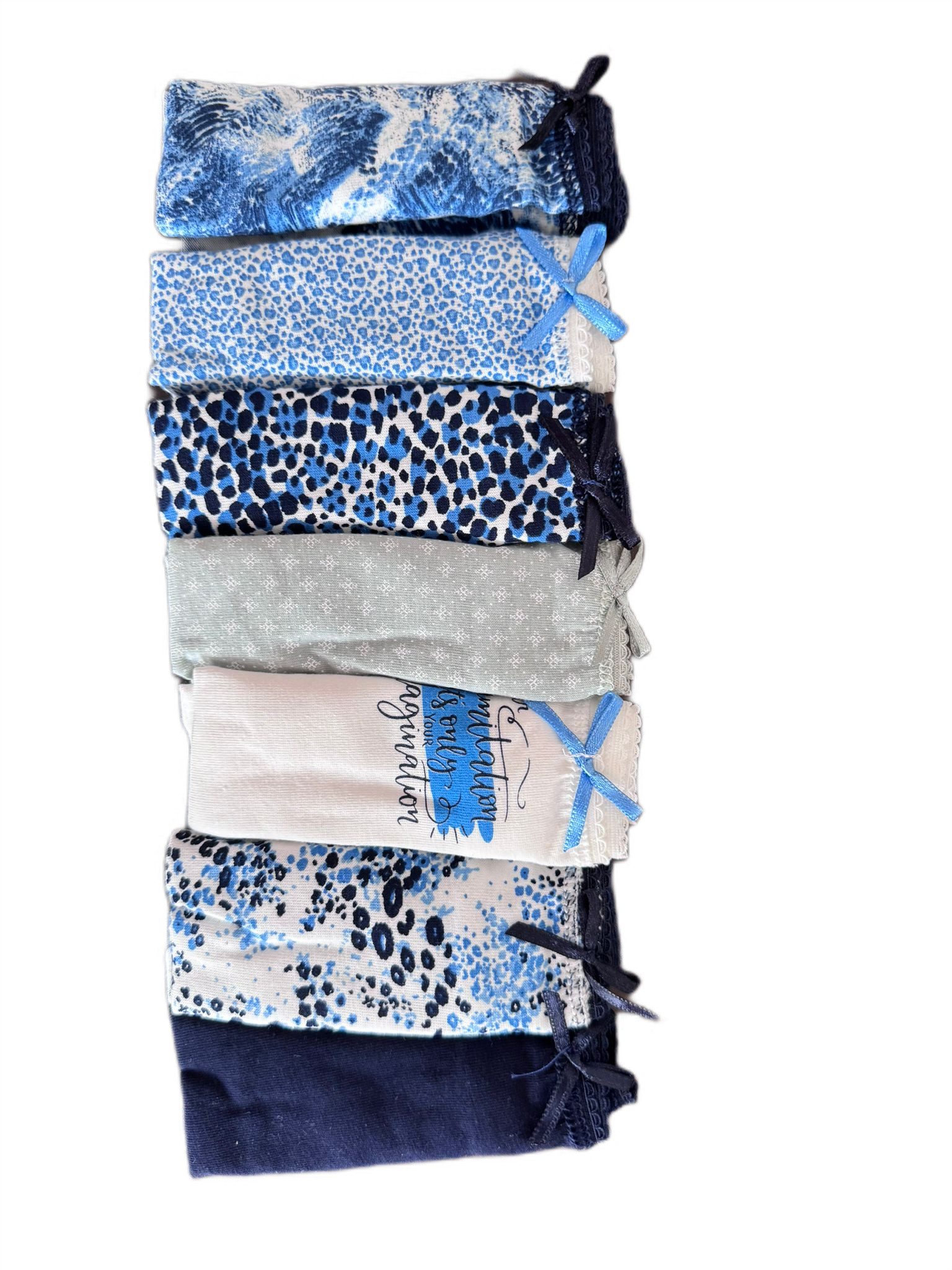 Slip Damen Slip 7er Pack – Gemustert, Baumwolle, Mit Schleifchen