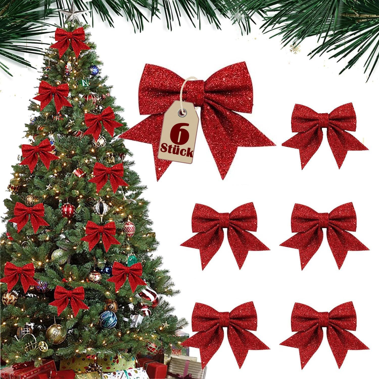 FELIXLEO Weihnachtsbaumschleife 6 Stück Weihnachtsschleifen Rot Bogen Weihnachtsbaumschmuck Deko (1-tlg)