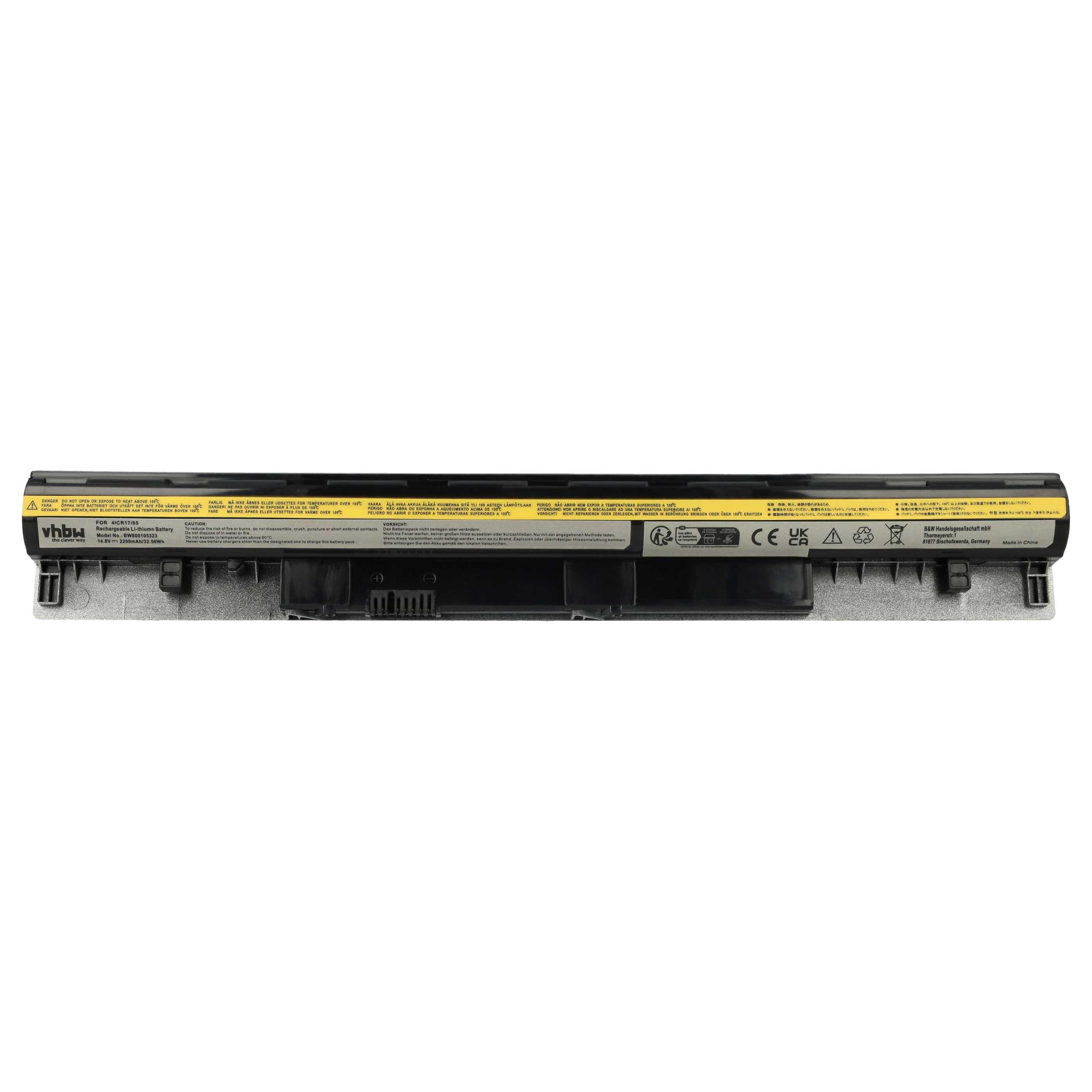 vhbw Akku Ersatz für Lenovo L12S4L01, 4ICR17/65, L12S4Z01 für Notebook, Laptop-Akku Akku Li-Ion 2200 mAh (14,8 V, 1 St), Leistungsfähiger Austausch-Akku für Notebook, Wiederaufladbar, Jede