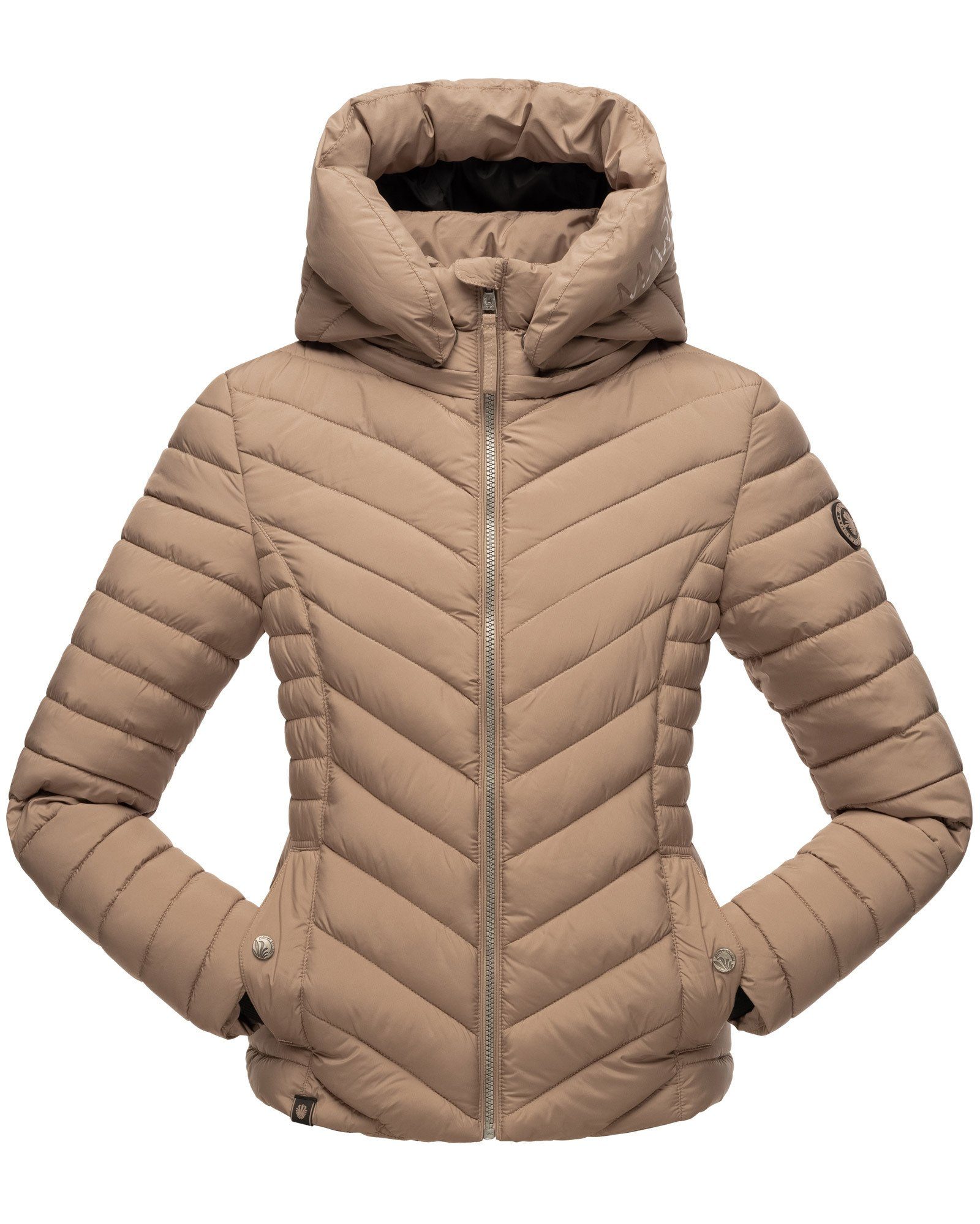 Marikoo Steppjacke Kagomee mit großer Taupe Kapuze