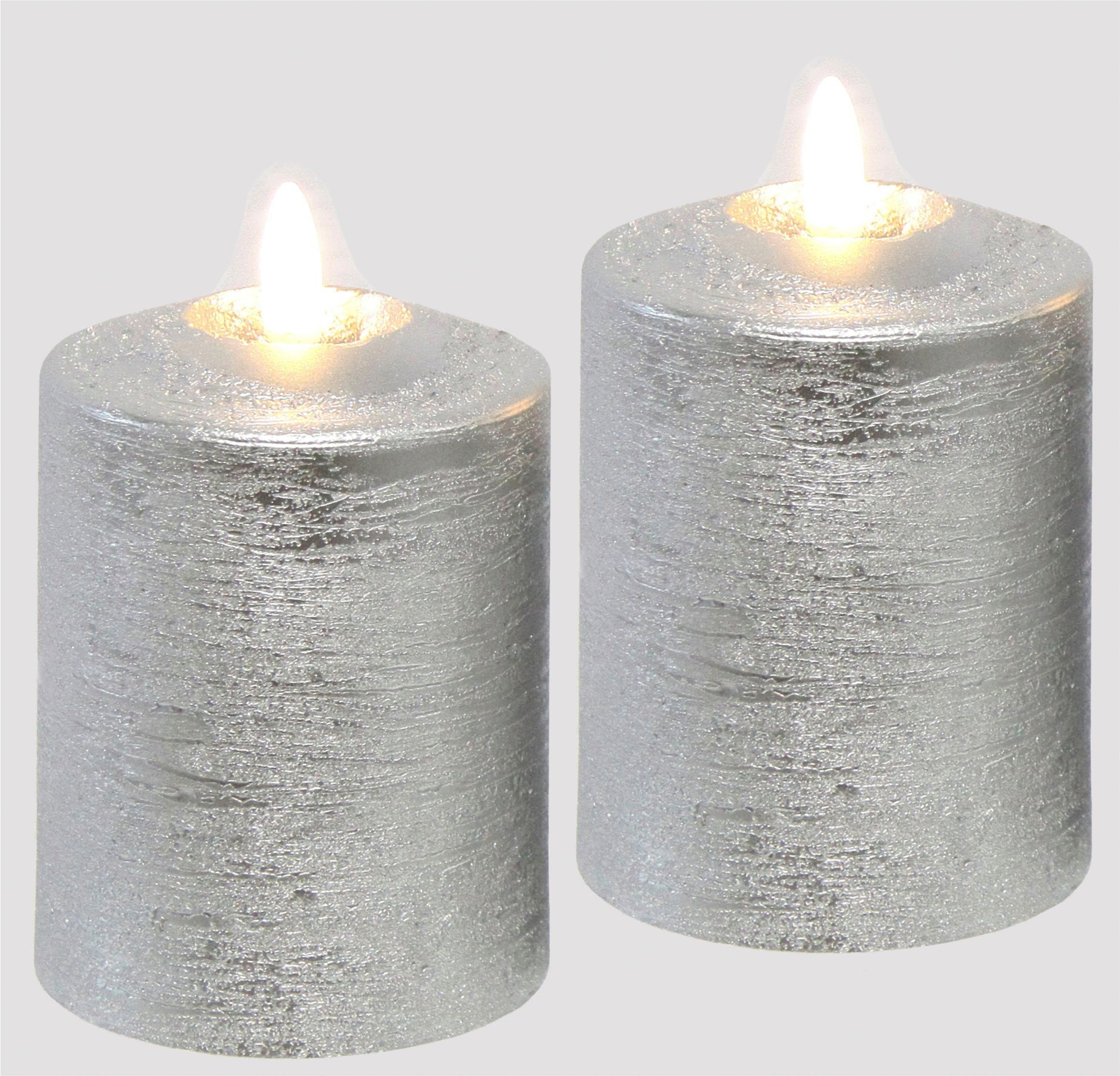 I.GE.A. LED-Kerze Batteriebetriebene Декоративные светильники aus Echtwachs, Höhe ca. 10 cm (Set, 2-tlg), warmweißes Stimmungslicht, Stumpenkerze für den Adventskranz