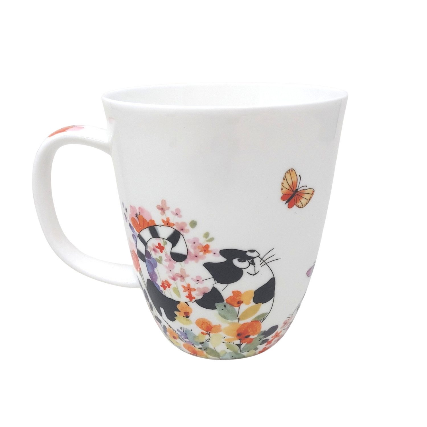 TeaLogic Tasse Katze, Porzellan, Spülmaschinengeeignet, Weiß, Katze, H: 11cm