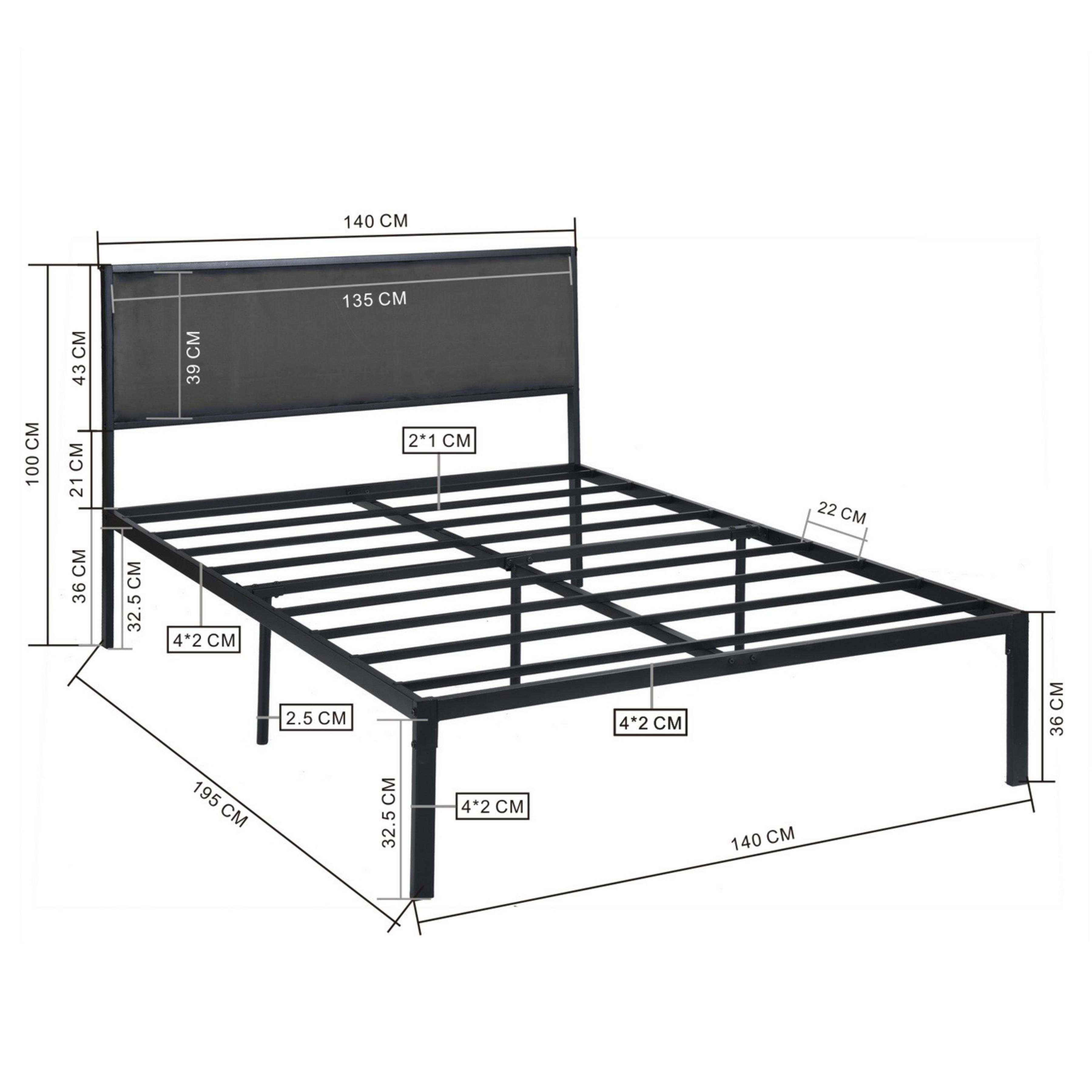 mit Kopfteil Jugendbett Bettgestell 140*200CM Lattenrost,mit Coonoor Modern Metallbett,