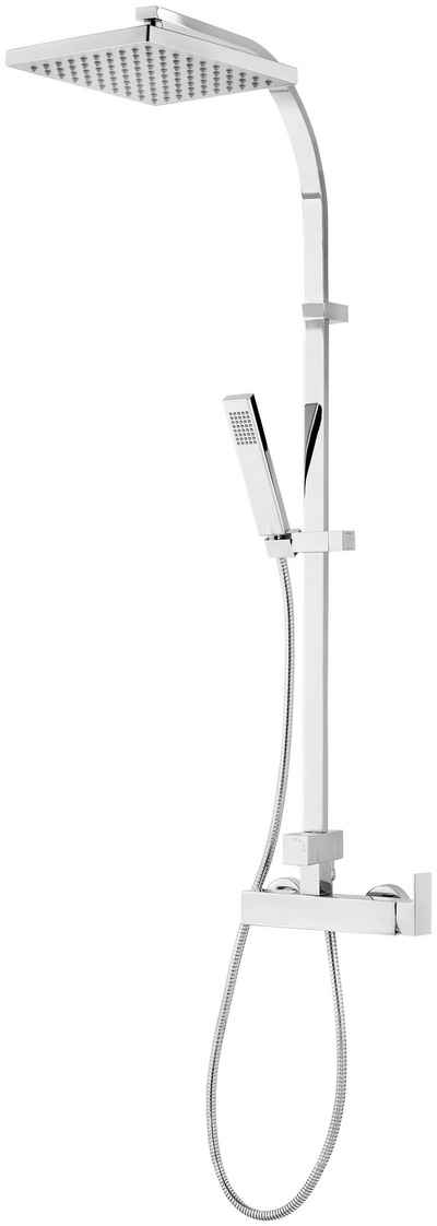 Schulte Duschsystem »EP DuschMa Squar Einhe Kopfb eck«, Höhe 110 cm, mit Einhebelmischer und Antikalk-Noppen