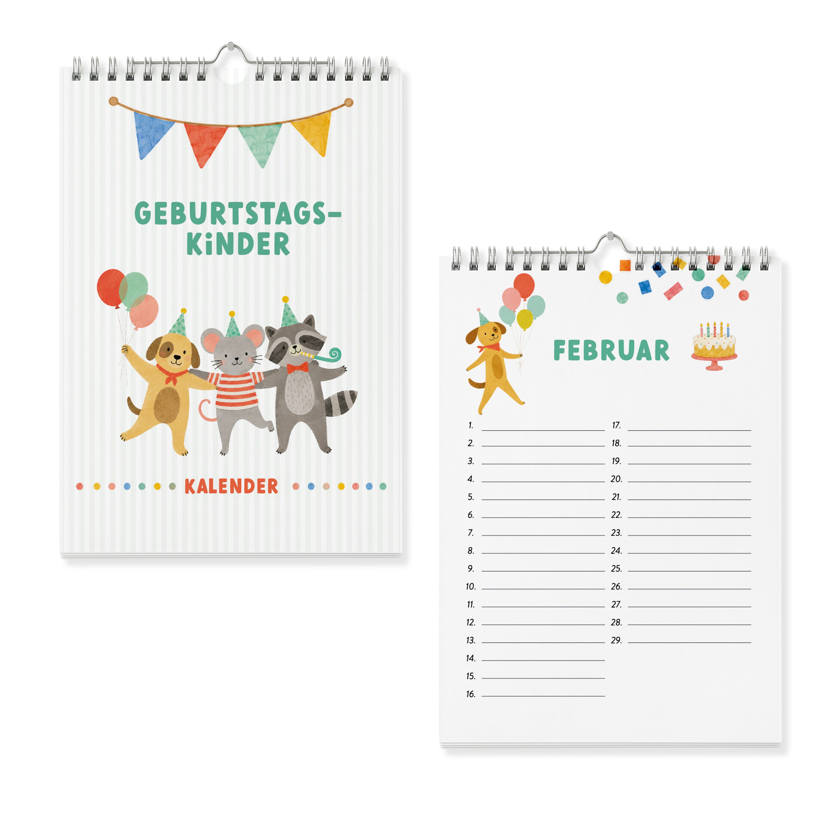 heaven+paper Familienkalender Geburtstagskalender DIN A5 für Kinder immerwährend, Hergestellt in Deutschland