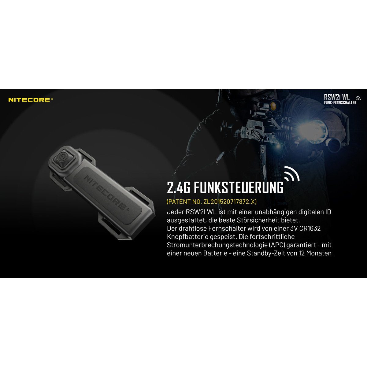 Kabelschalter RSW2i Nitecore WL Fernschalter Taschenlampe LED