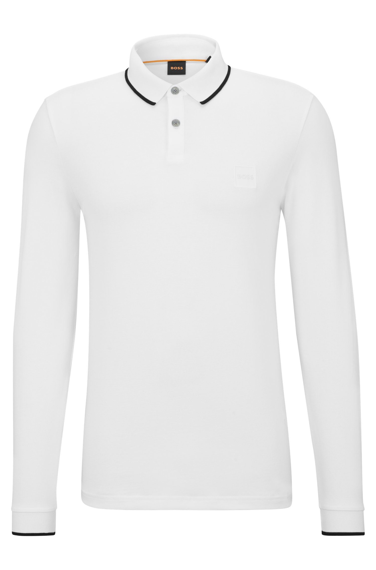 BOSS ORANGE Poloshirt Passertiplong in white feiner Baumwollqualität
