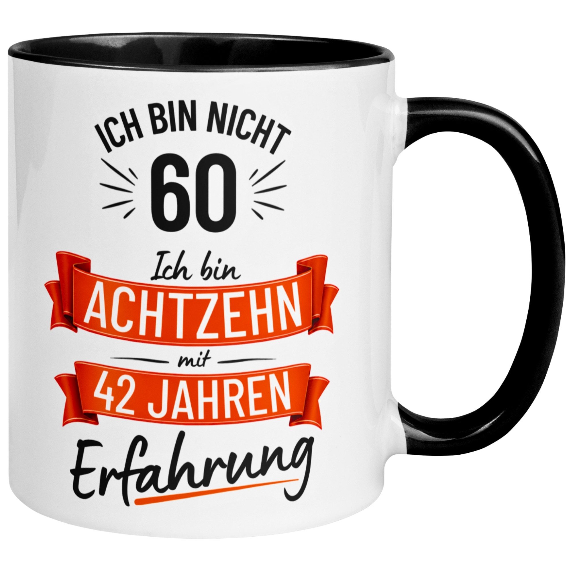 Momentals Tasse 60 Geburtstag Mann – „Nicht 60 – Ich hab Erfahrung“ – Geschenk Männer, Gratis Versand · Links-&Rechtshänder · Spülmaschinenfest