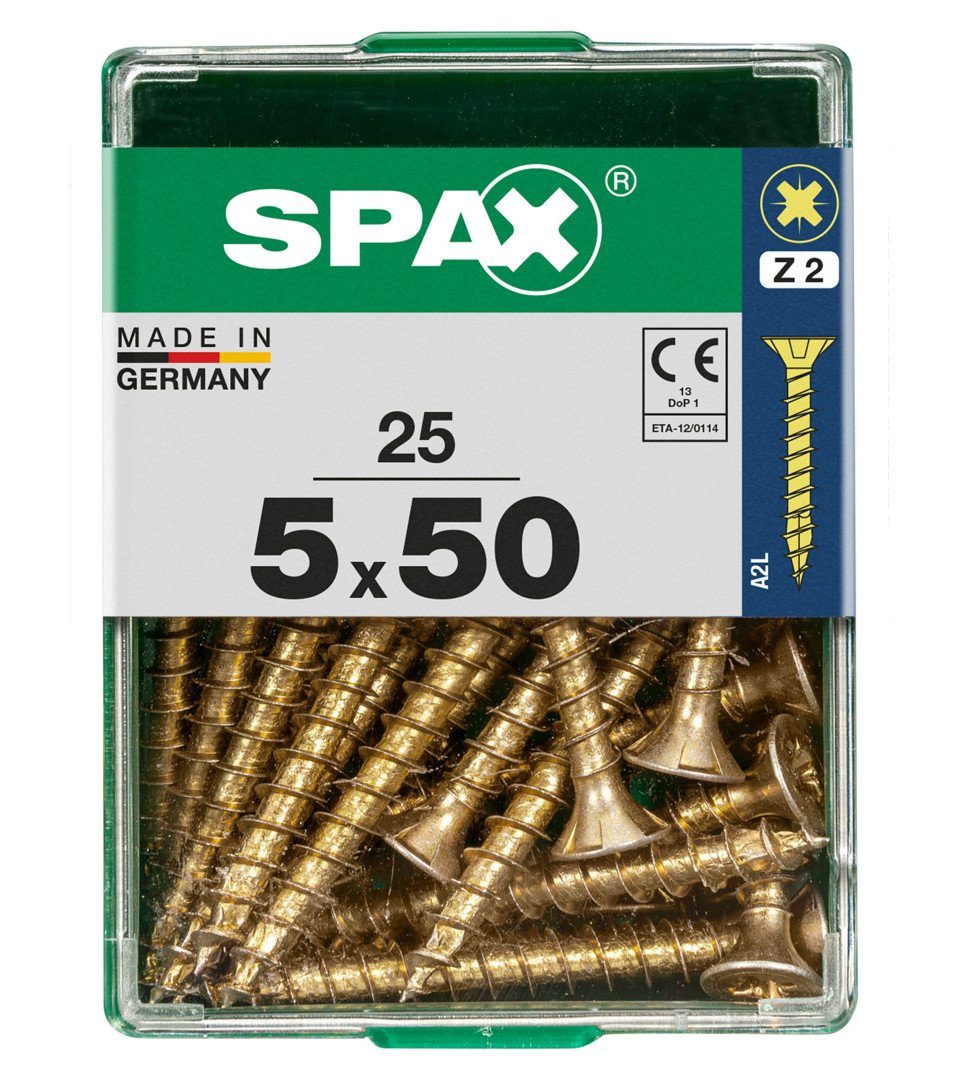SPAX Holzbauschraube Spax Universalschrauben 5.0 x 50 mm PZ 2 - 25 Stk.
