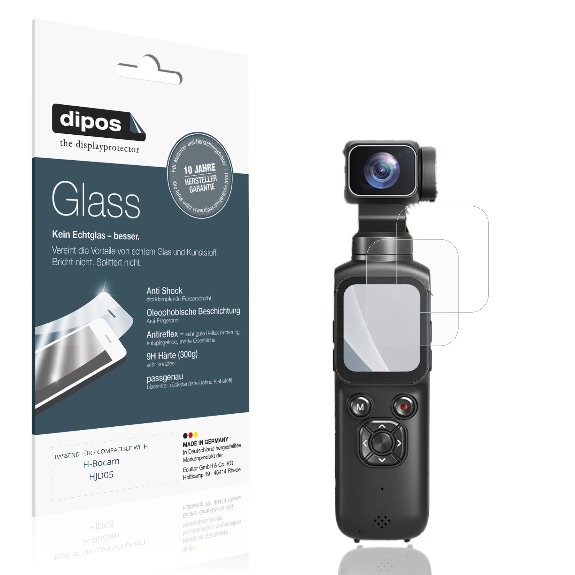 dipos Displayschutzfolie Schutzfolie für H-Bocam HJD05, 2 Stück, Displayschutz Schutz Folie Made in Germany