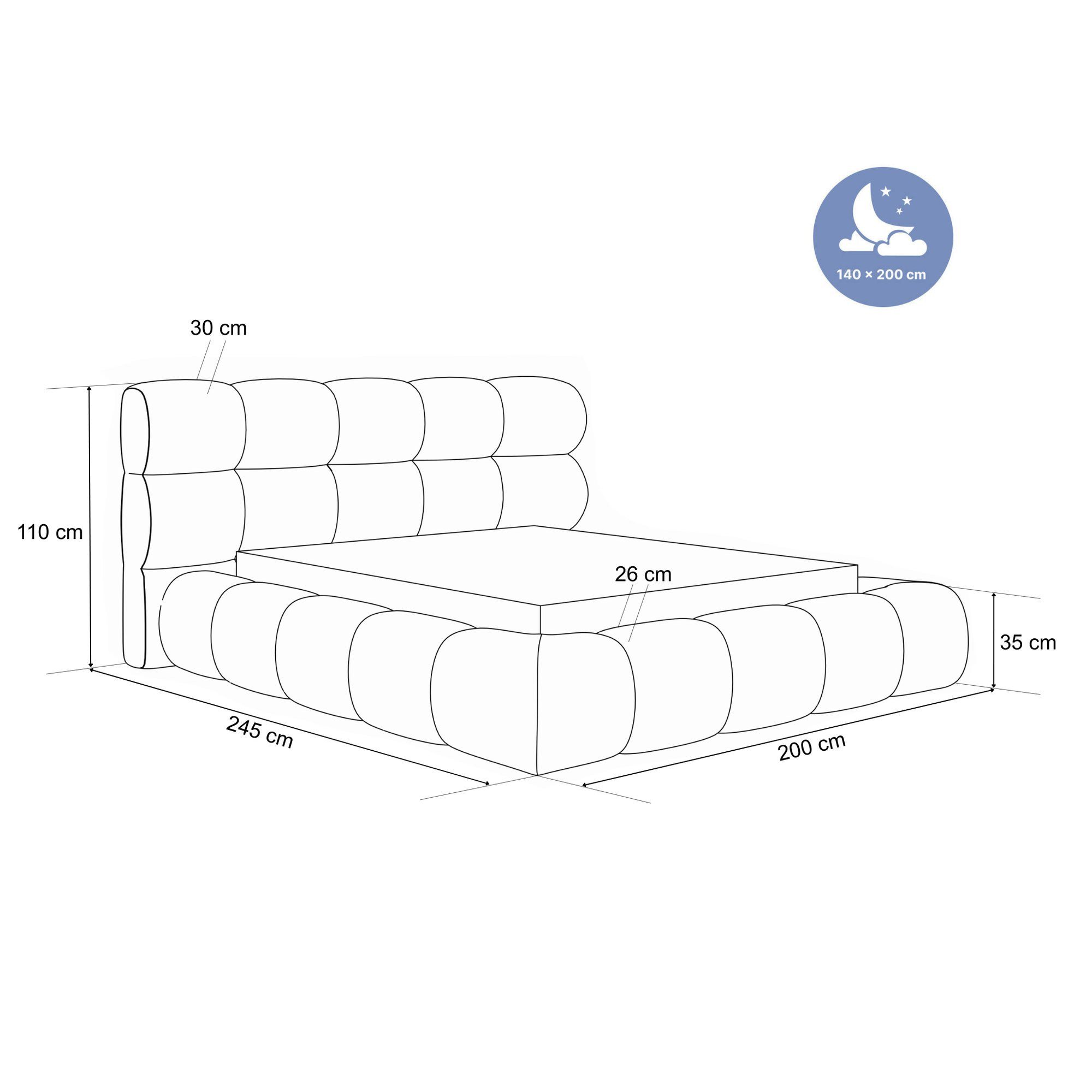 Goldstoff Polsterbett "Borea" 120x200–200x200cm mit Bettkasten - Designerbett mit Lattenrost (mit Bettkasten und hohem Kopfteil - perfekt für erholsamen Schlaf, 1-tlg), Stauraumbett 140x200cm gepolstert mit großem Kopfteil & Holzlattenrost