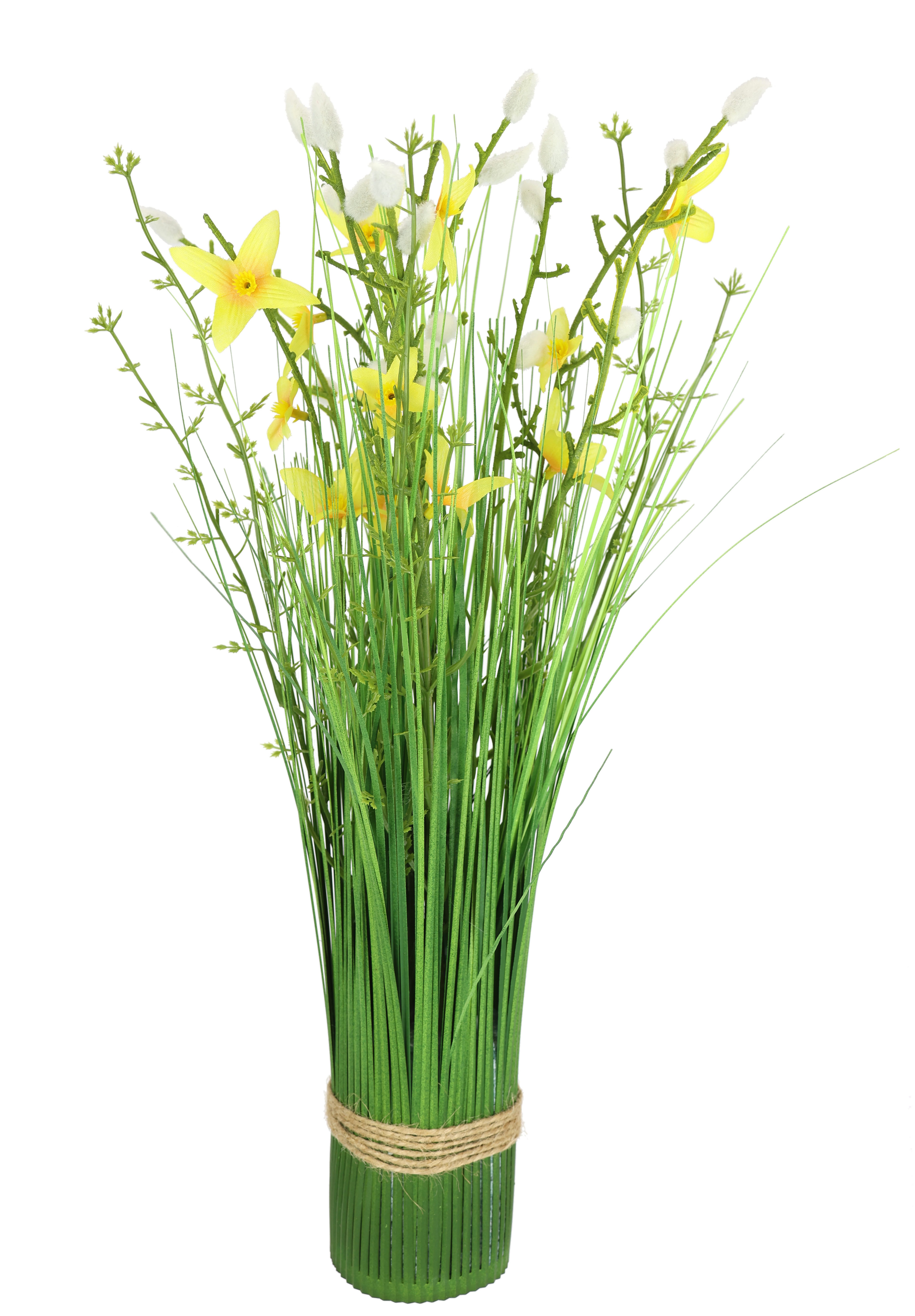 Kunstpflanze Künstlicher Grasbund mit Blüten, I.GE.A., Höhe 45 cm, Grasbusch Deko Kunstblumen Kunstgras Grünpflanze Травы Sträucher