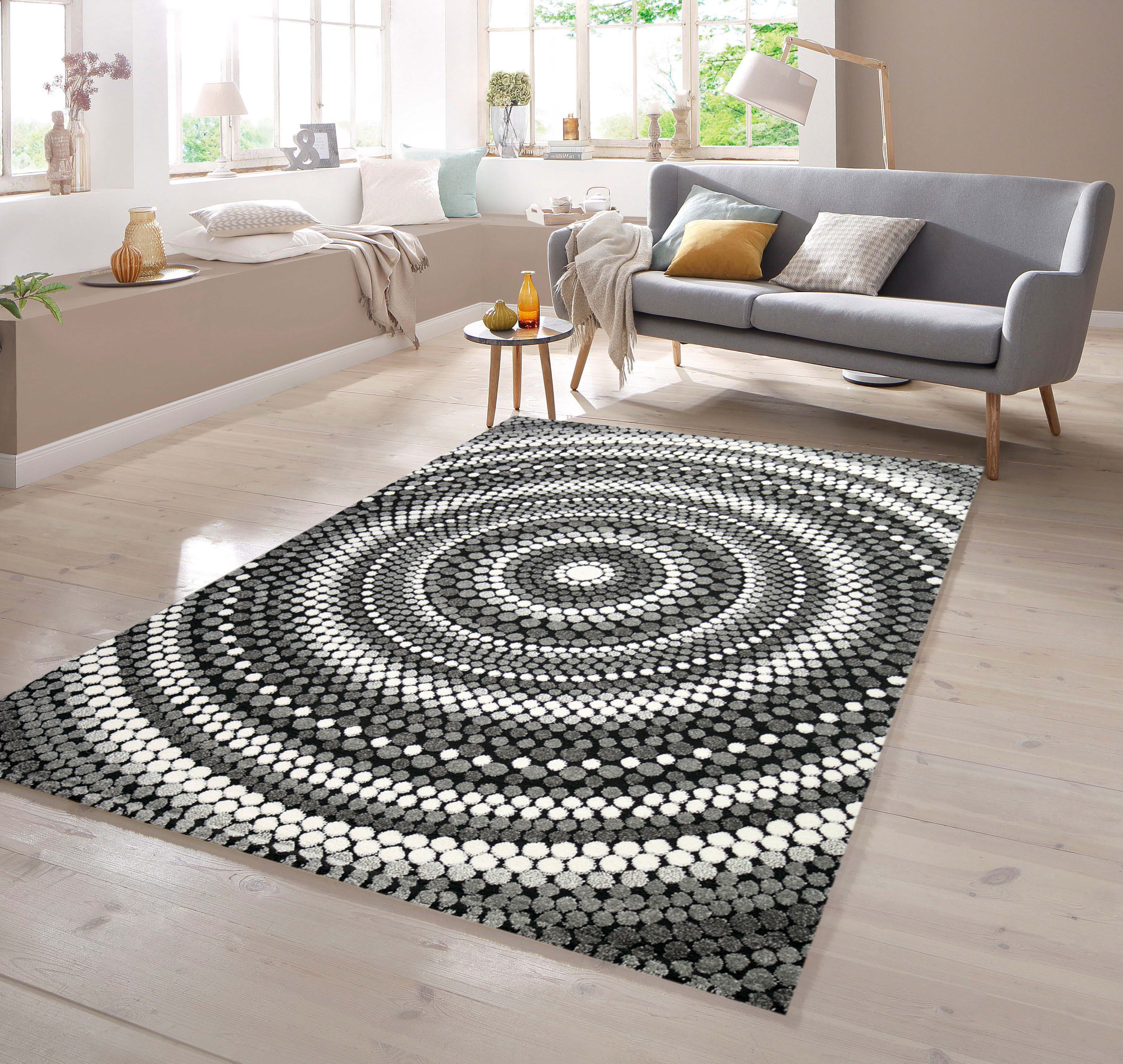 Teppich Teppich Mandala in grau creme