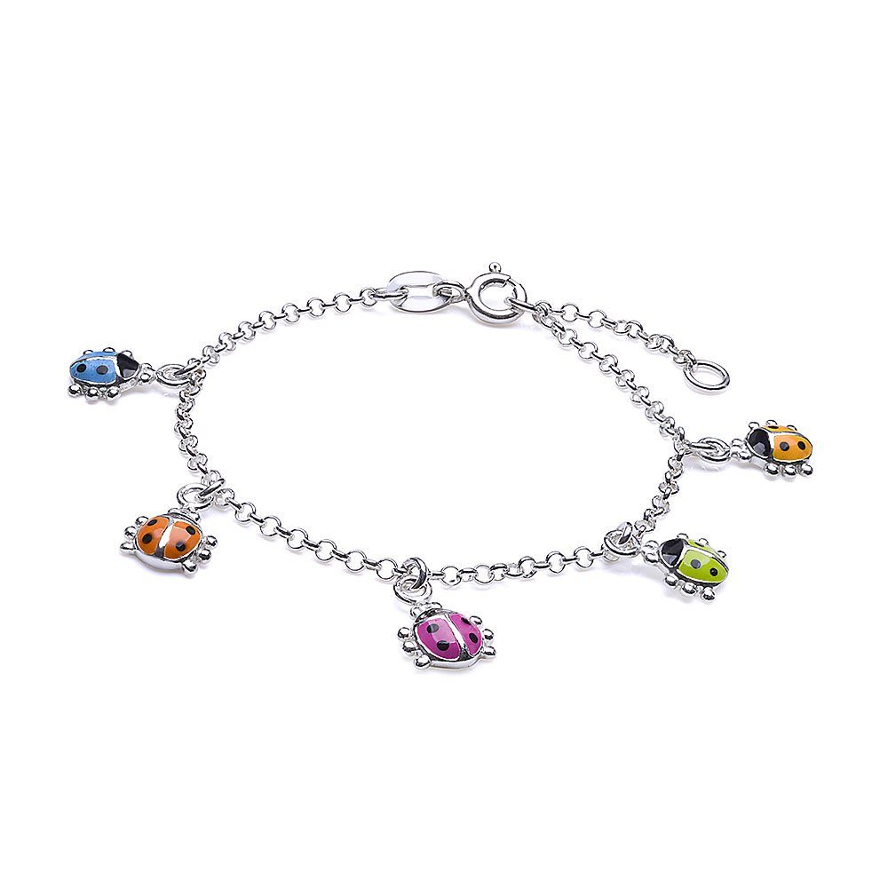 Materia Armkette Kinderarmband Marienkäfer emailliert SA-56, Glücksbringer Sterling 925 Silber