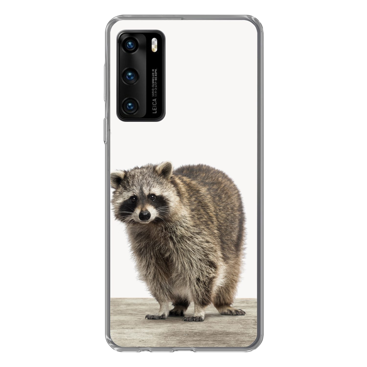 MuchoWow Handyhülle für Huawei P40 Waschbär - Tiere - weißer Hintergrund - Jungen - Mädche, Handy Case, Silikon, Bumper Case Dünn