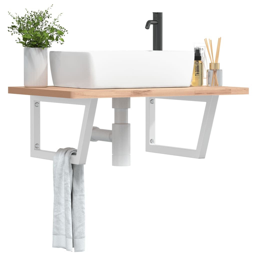 vidaXL Waschtisch 25 x 60 cm Waschtisch-Halterungen 2 Stk Weiß Trapezförmig Stahl