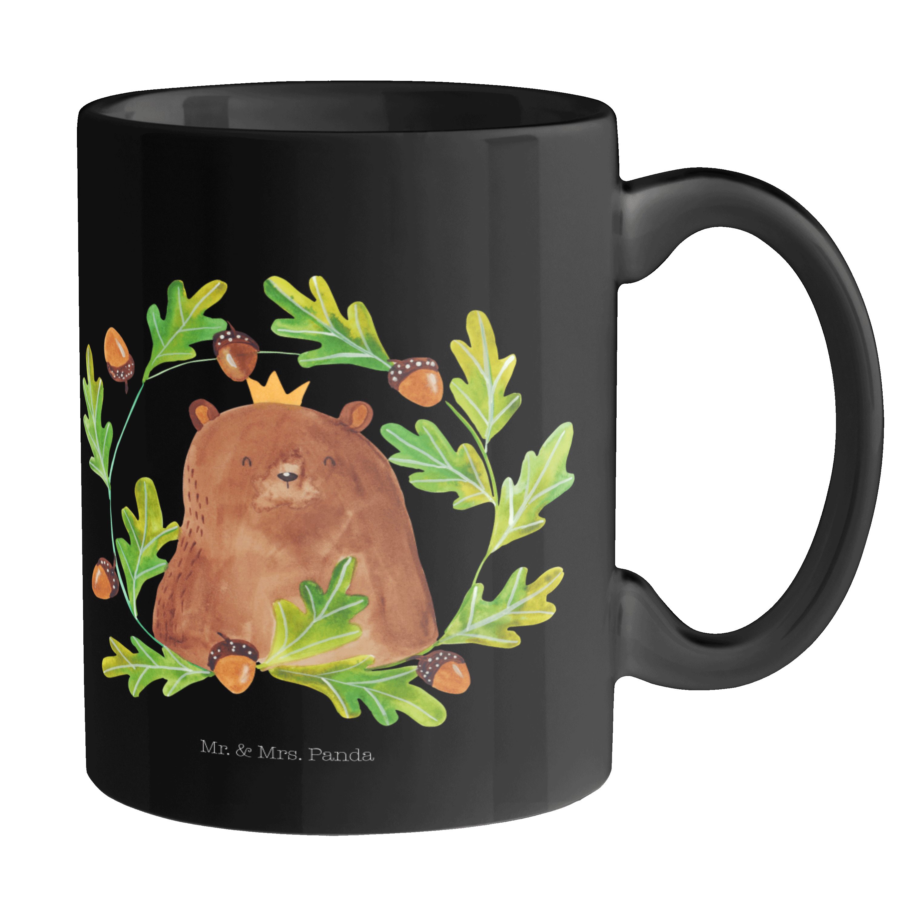 Keramik Kaffeetasse, Teddy, Bär Tasse, Panda Mr. - T, Schwarz & Geschenk - Schwarz Tasse König Geschenk, Mrs.