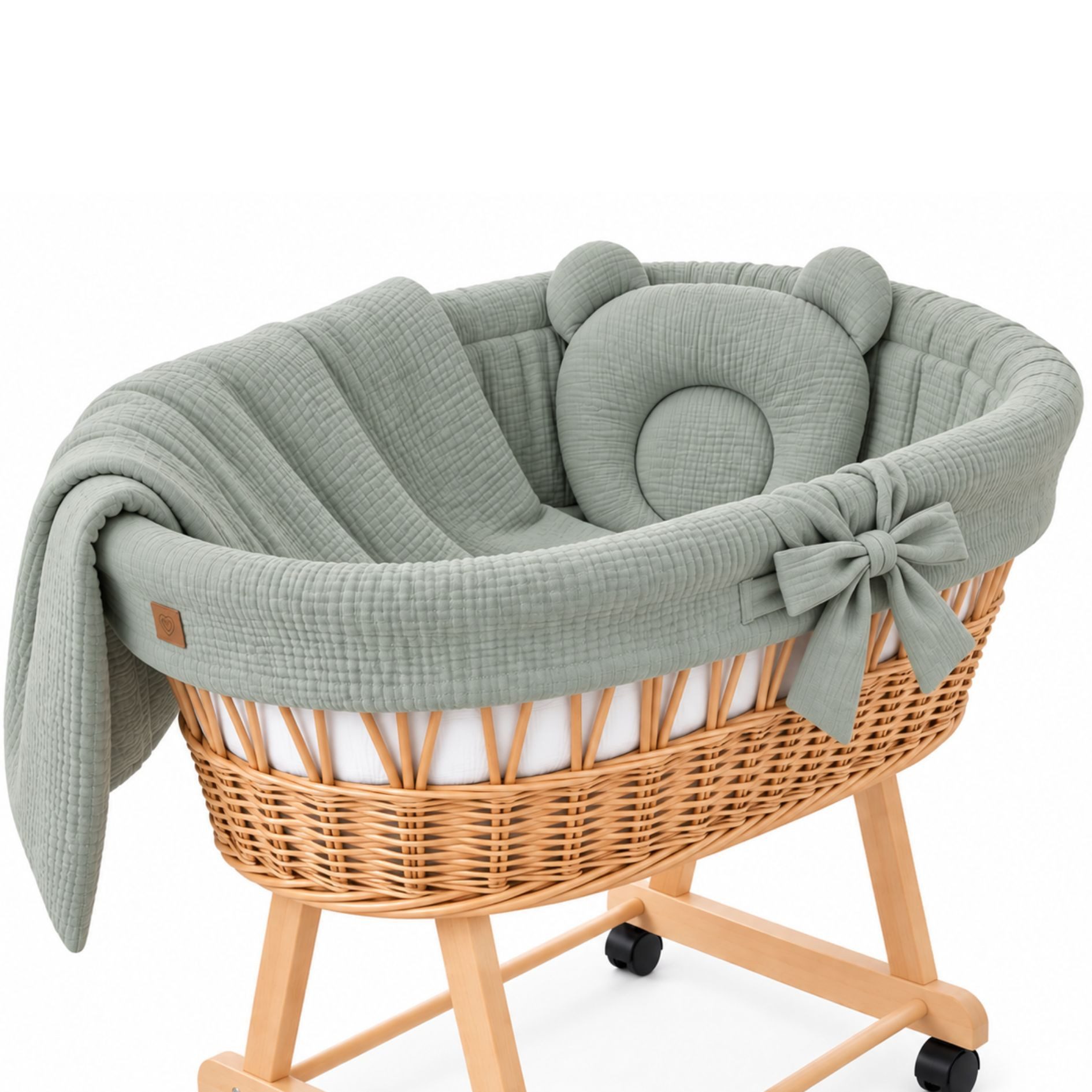 Babymajawelt Babybettwäsche Stubenwagen Bettwäsche Set 4tlg. Musselin Bett Set, Musselin, 4 teilig, Made in EU, Besonders Weich, Reine Baumwolle, Ohne Himmel