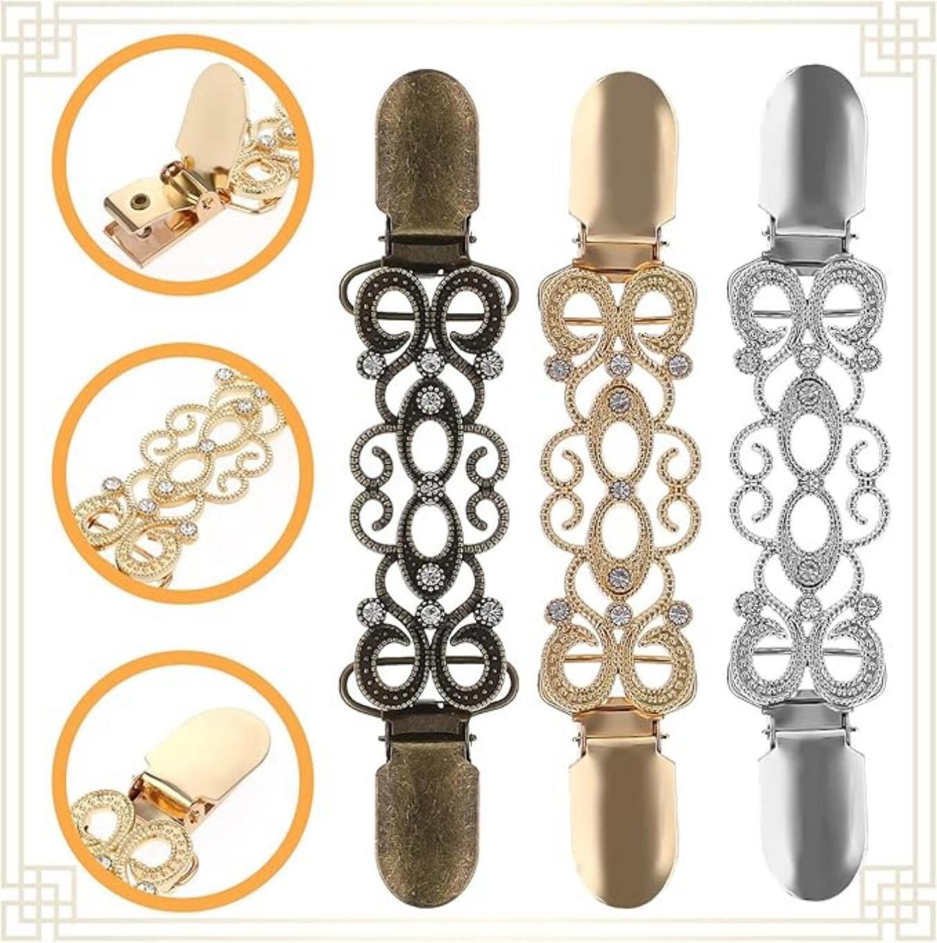 Venkuber Anstecknadel Set Pin Pullover Clips Vintage Kreative Strickjacken Clips (3-tlg)