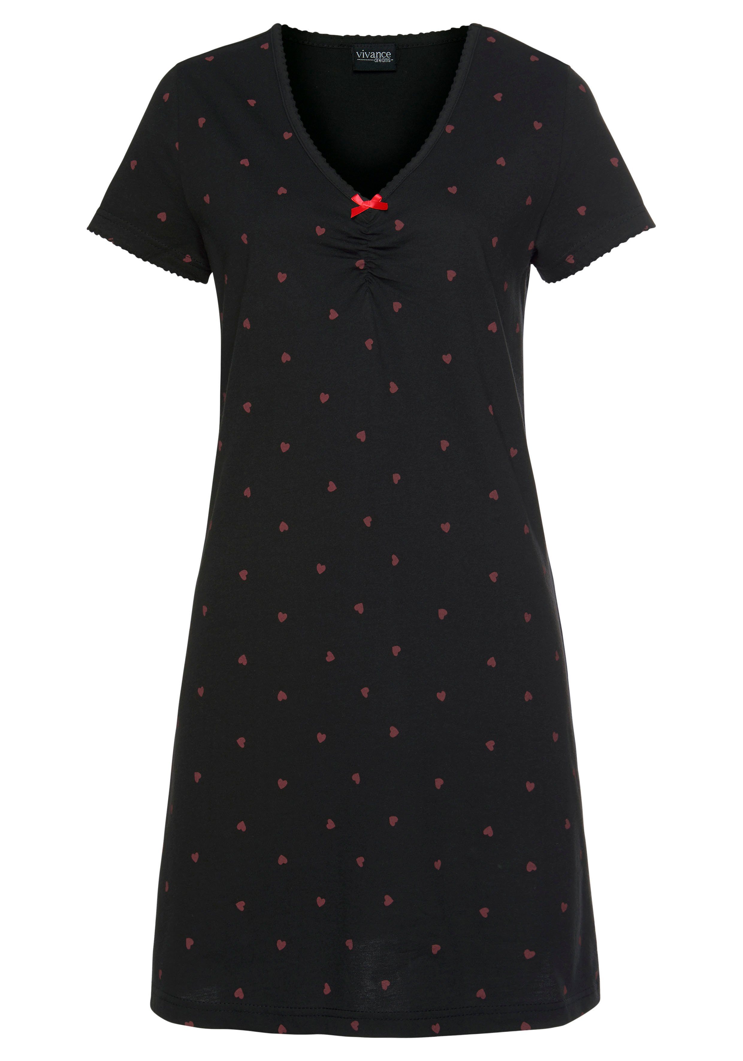 Vivance Dreams Nachthemd (1-teilig) mit Herzchen-Druck günstig online kaufen