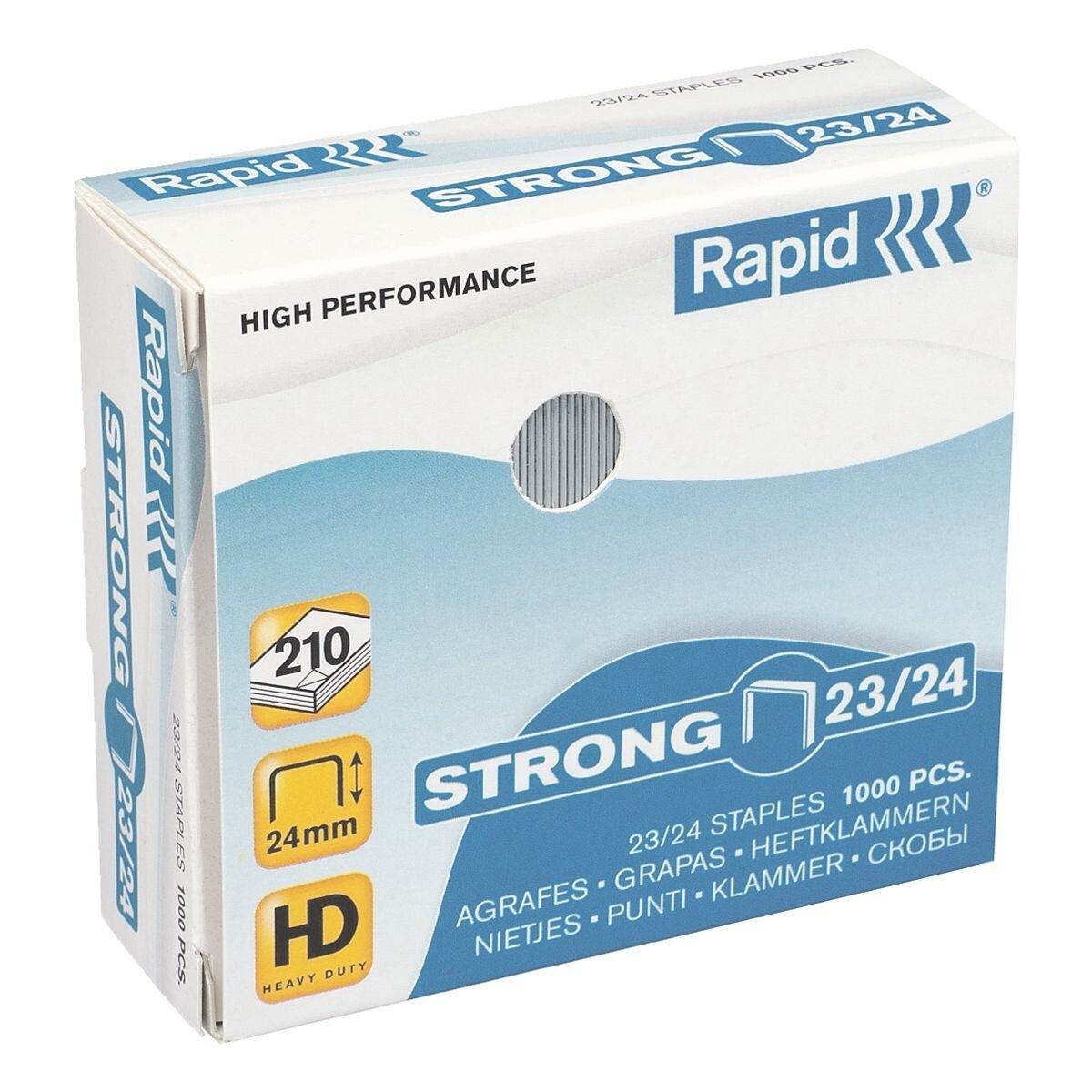 Rapid Heftklammer STRONG 23/24, 1.000 Stück/Pack, Heftleistung 210 Blatt