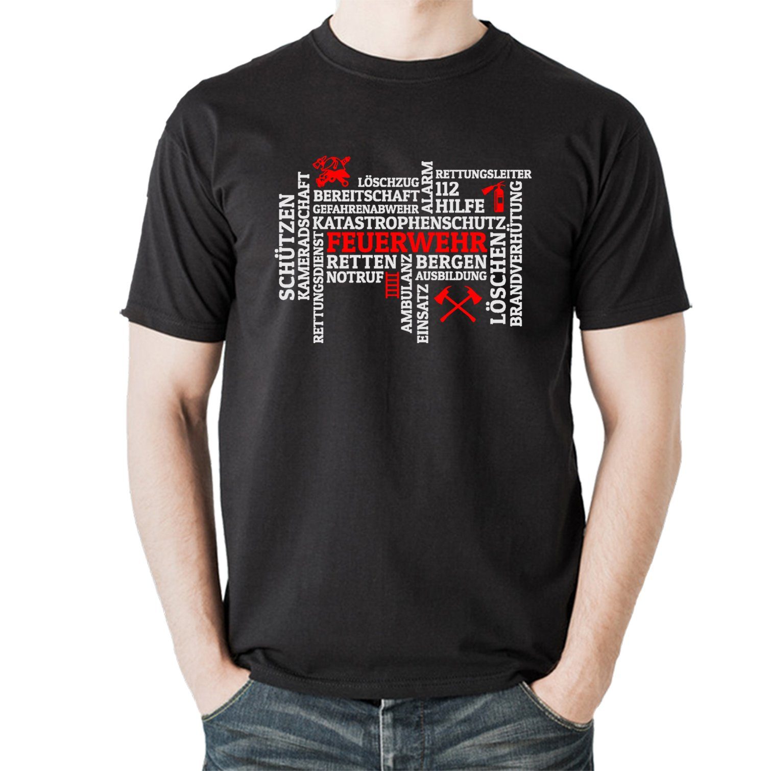 Lasernauten Print-Shirt T-Shirt Motiv Feuerwehr Mosaik Geschenk für den Feu günstig online kaufen