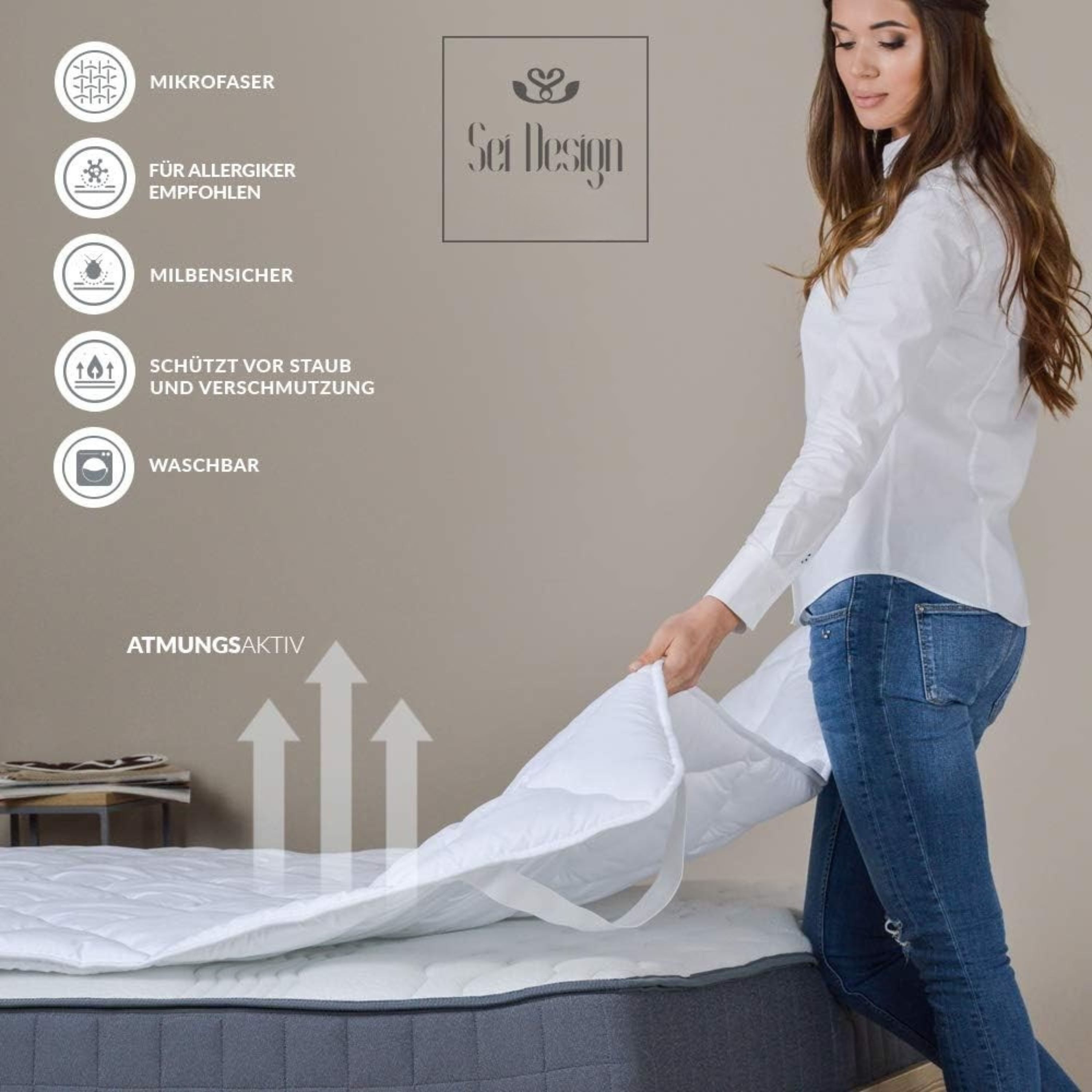 Matratzenschoner Luxus Matratzenschutz Spannbettlaken Topper - Extra soft & weich SEI Design, Bettauflage - ergonomisch gesteppt, Befestigung wie Spannbettlaken