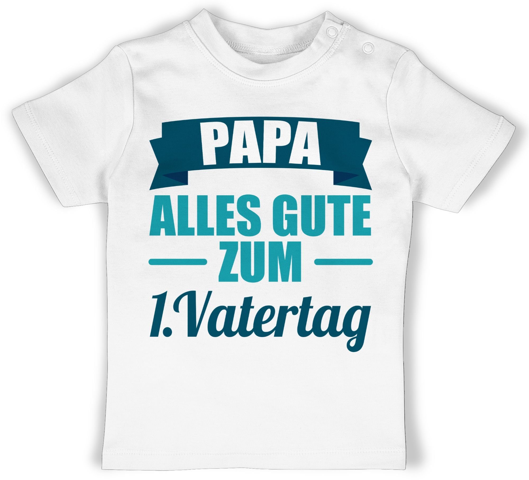 Shirtracer T-Shirt 1. Vatertag Geschenk Vatertag Baby 3 Weiß